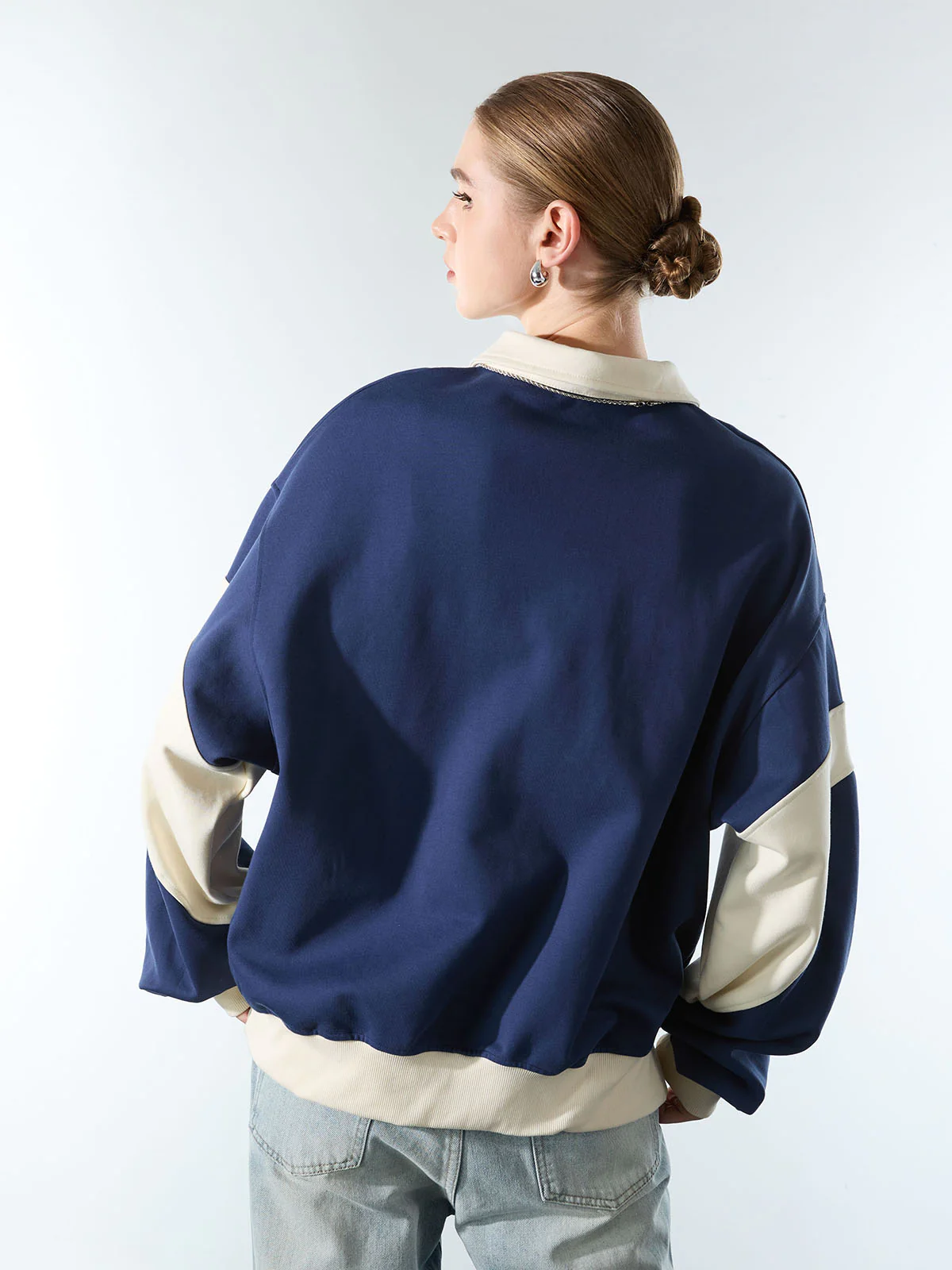 Original Racing Style Print Lapel Sweatshirt - Image 5