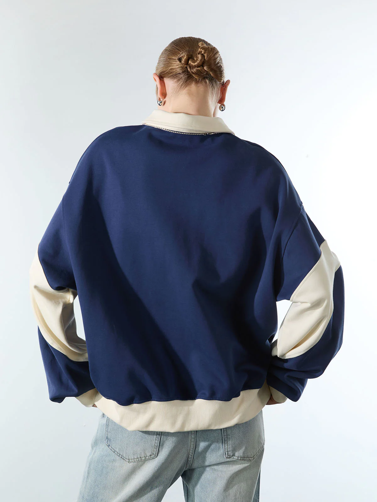 Original Racing Style Print Lapel Sweatshirt - Image 6