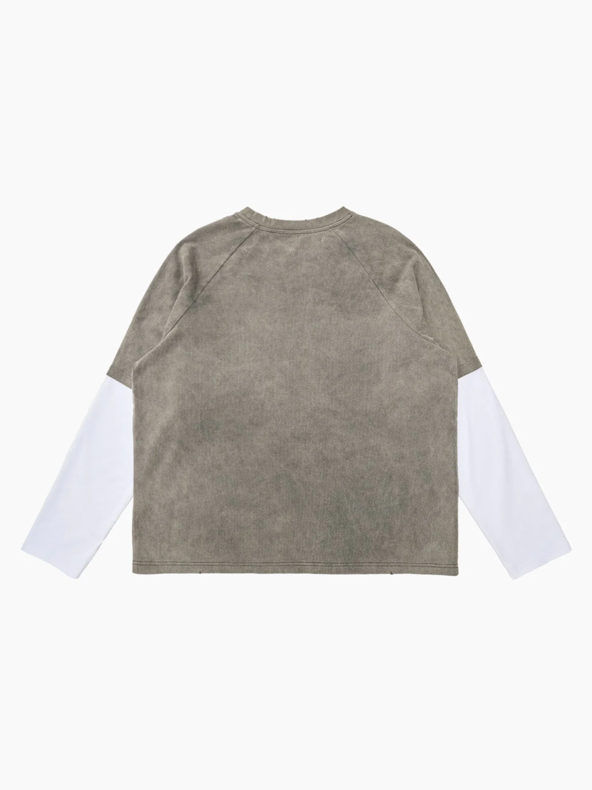Original Retro Contrast Color Faux Two-Piece Long-Sleeved T-Shirt - Image 6
