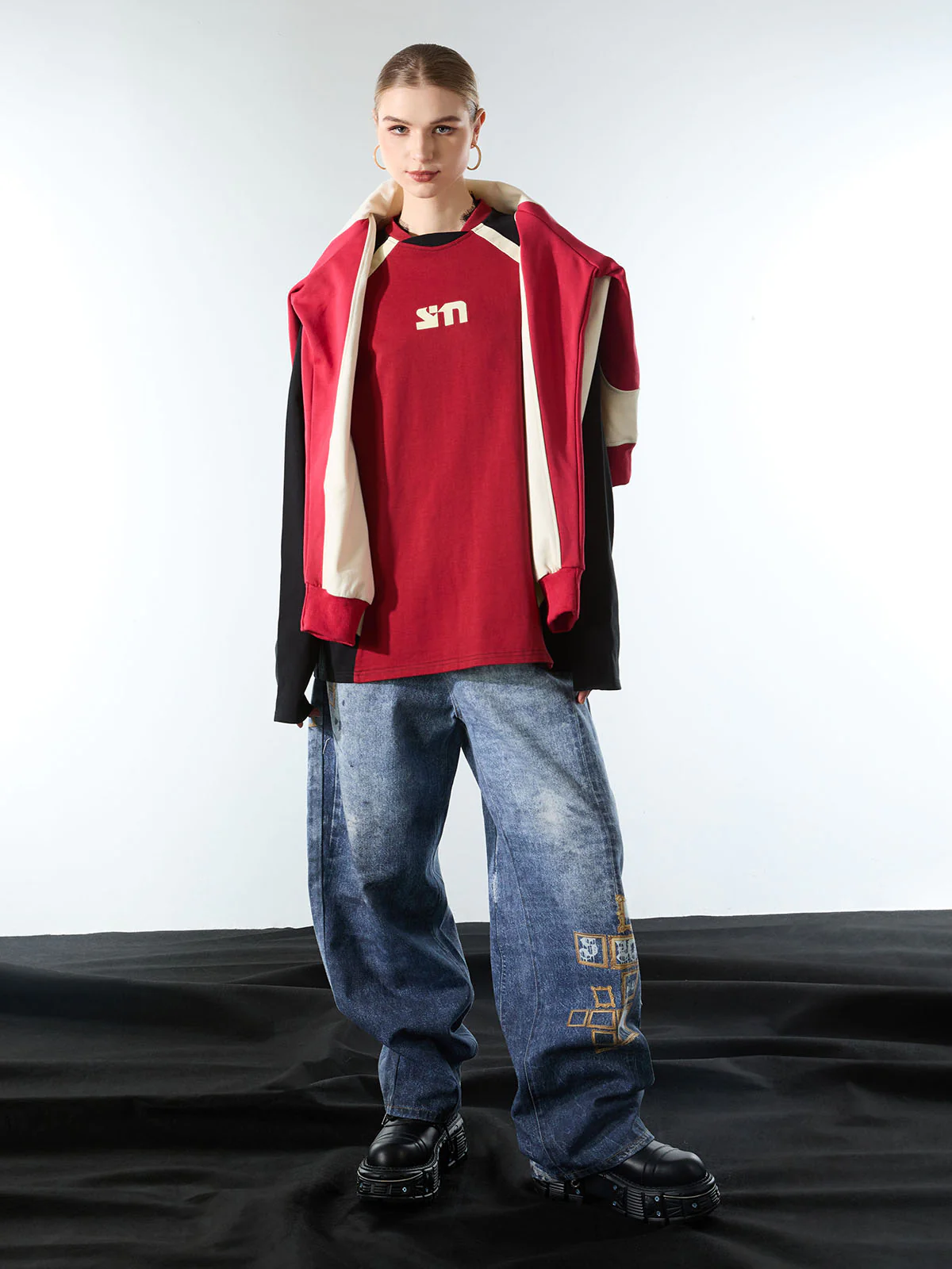 Original Retro Contrast Color Long-Sleeved T-Shirt - Image 2