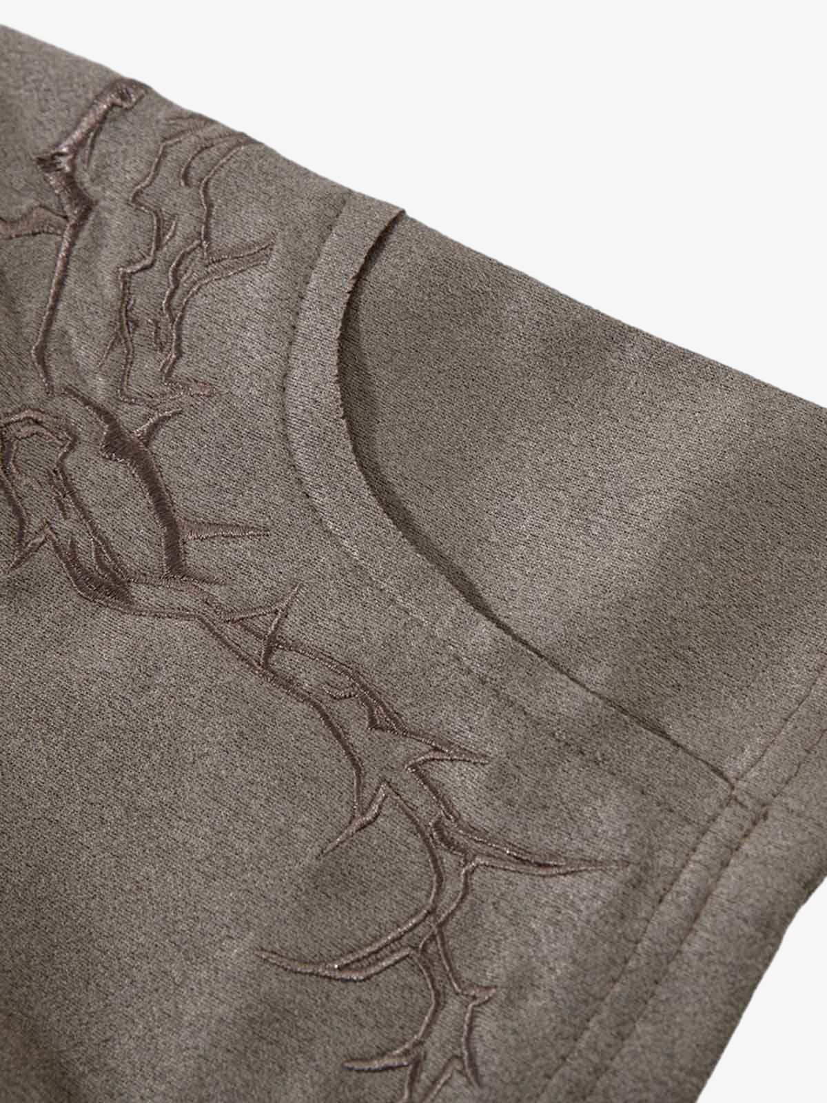 Thorn Embroidery Suede T-Shirt - Image 13