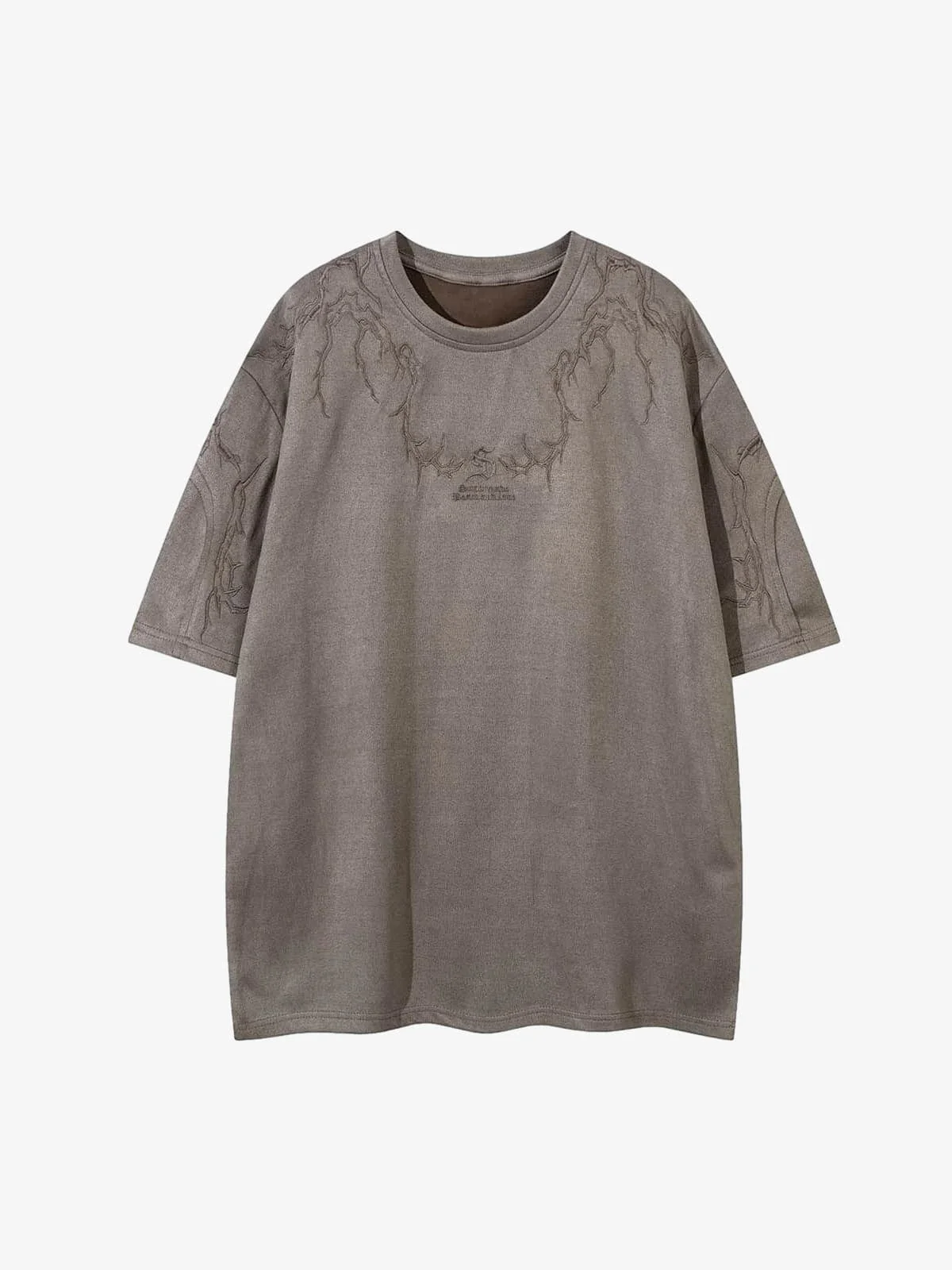 Thorn Embroidery Suede T-Shirt - Image 2