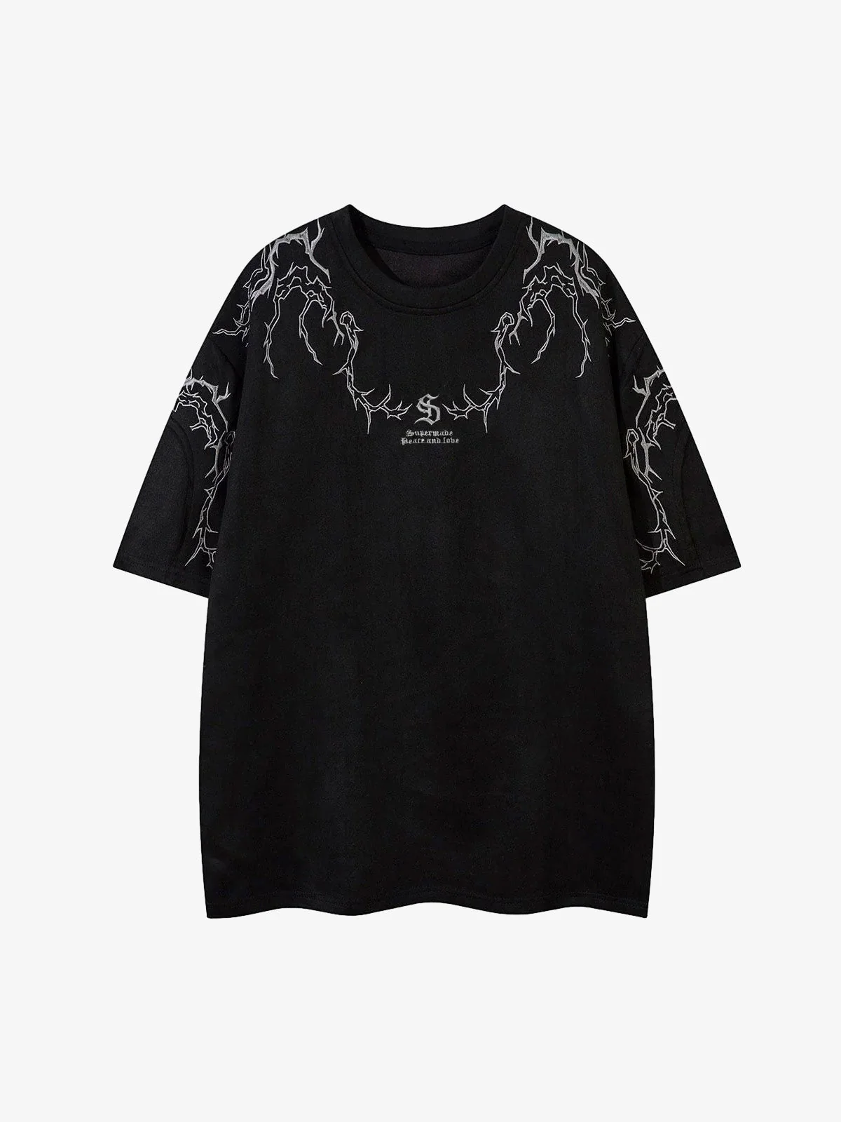 Thorn Embroidery Suede T-Shirt - Image 4