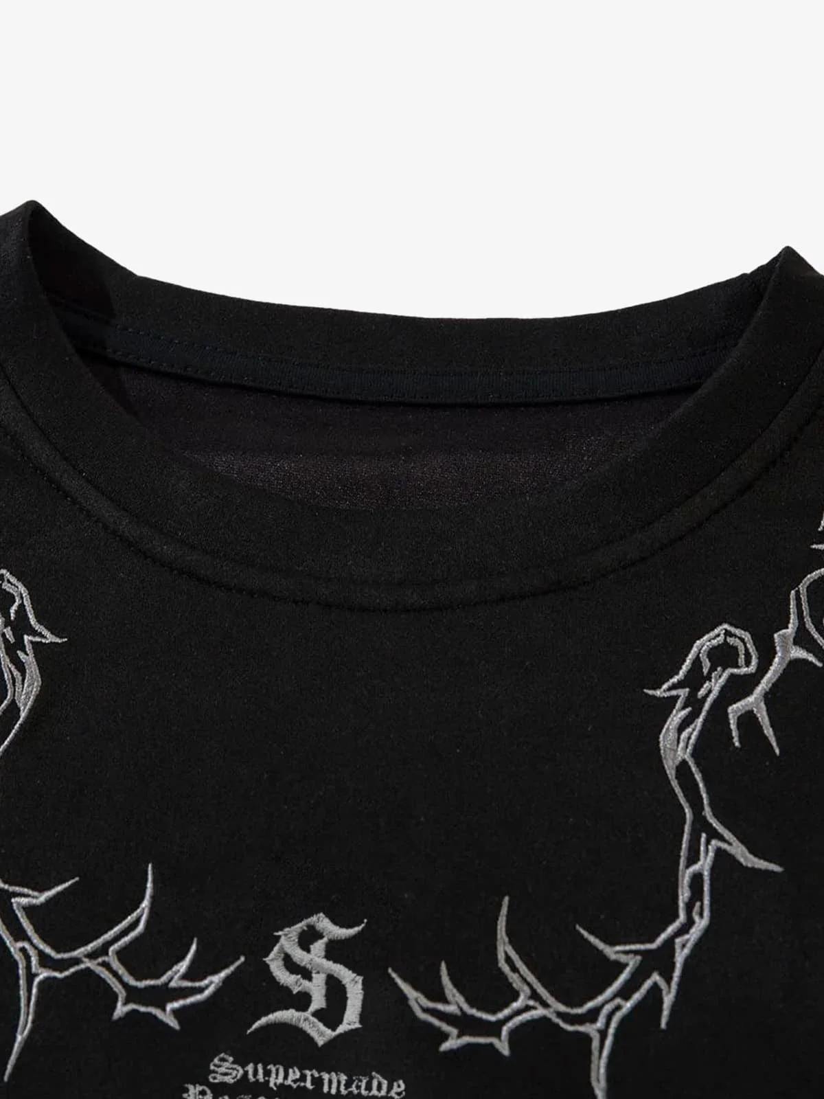 Thorn Embroidery Suede T-Shirt - Image 7
