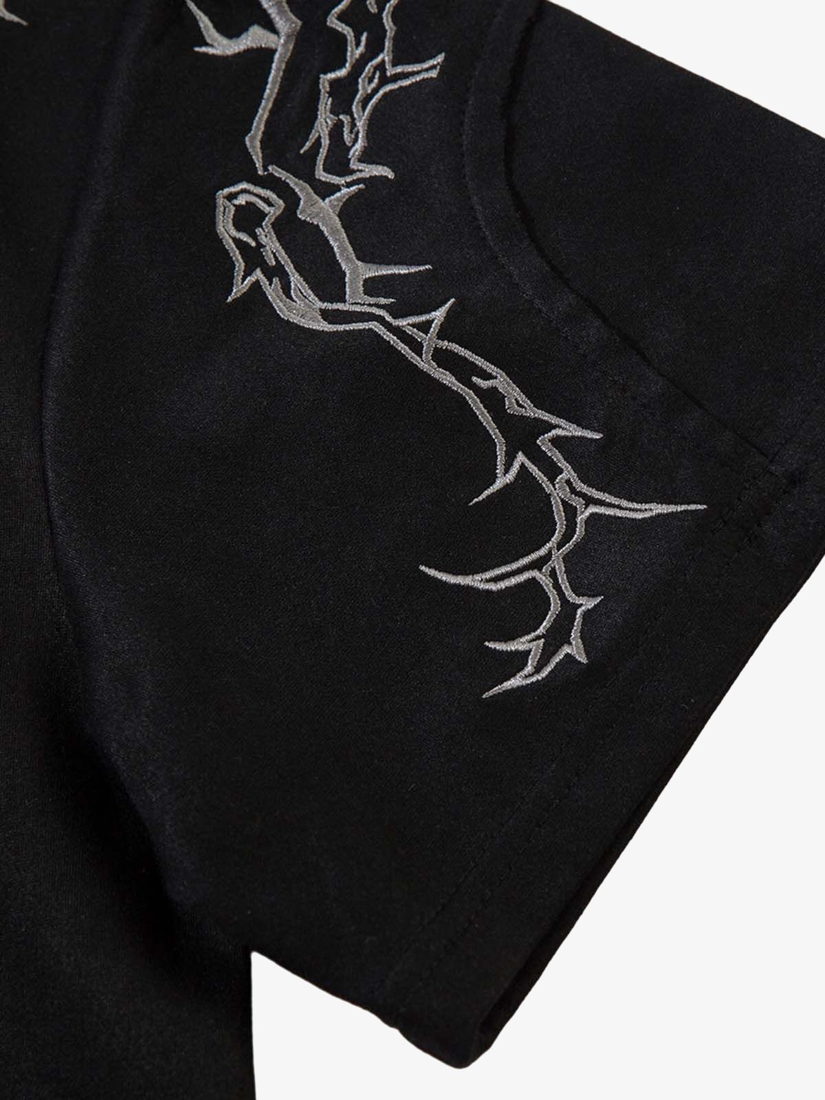Thorn Embroidery Suede T-Shirt - Image 9