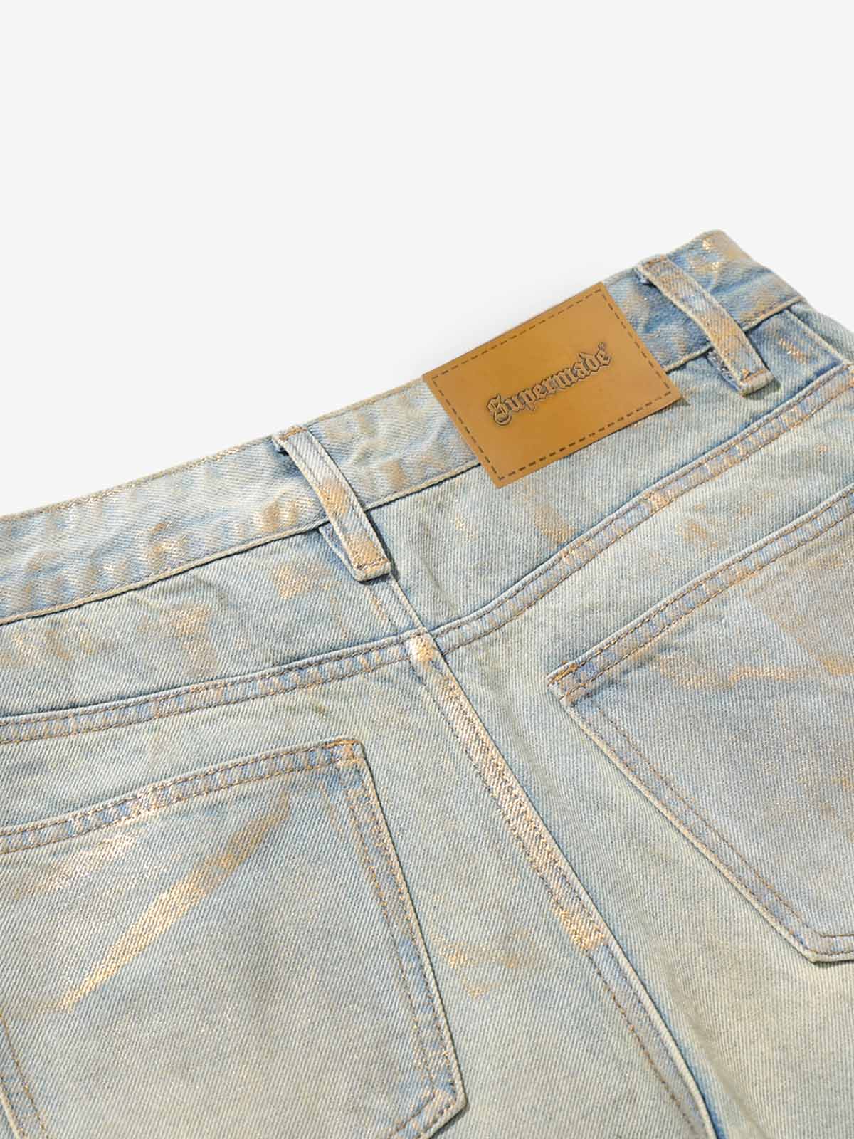 Painted Washed Old Machete Mopping Jeans - Image 4
