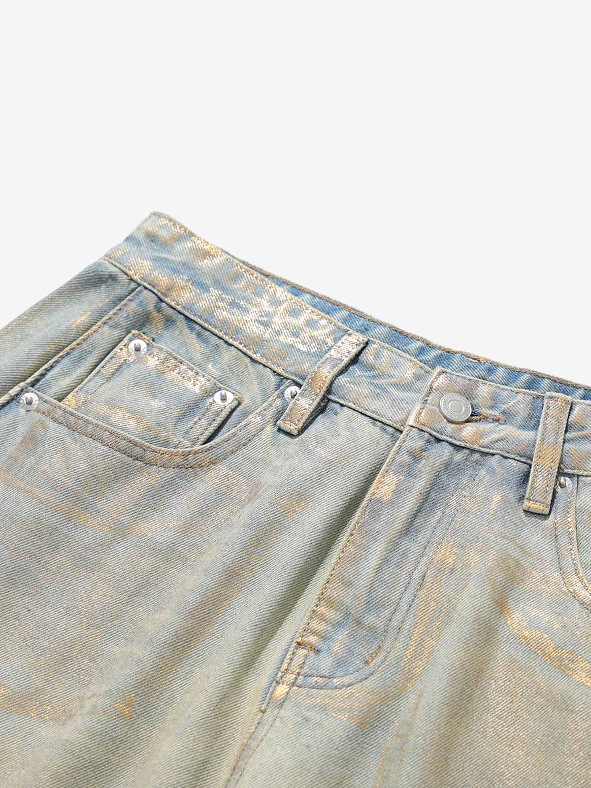 Painted Washed Old Machete Mopping Jeans - Image 6