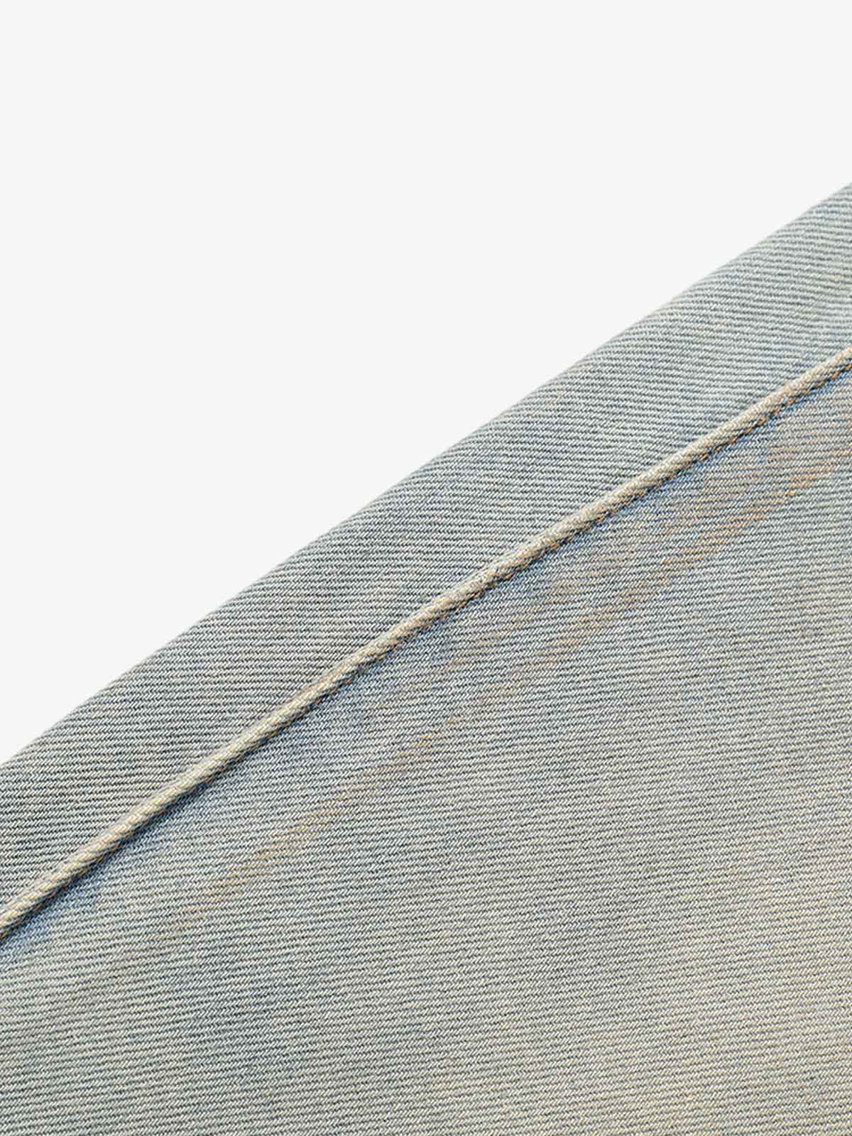 Painted Washed Old Machete Mopping Jeans - Image 7