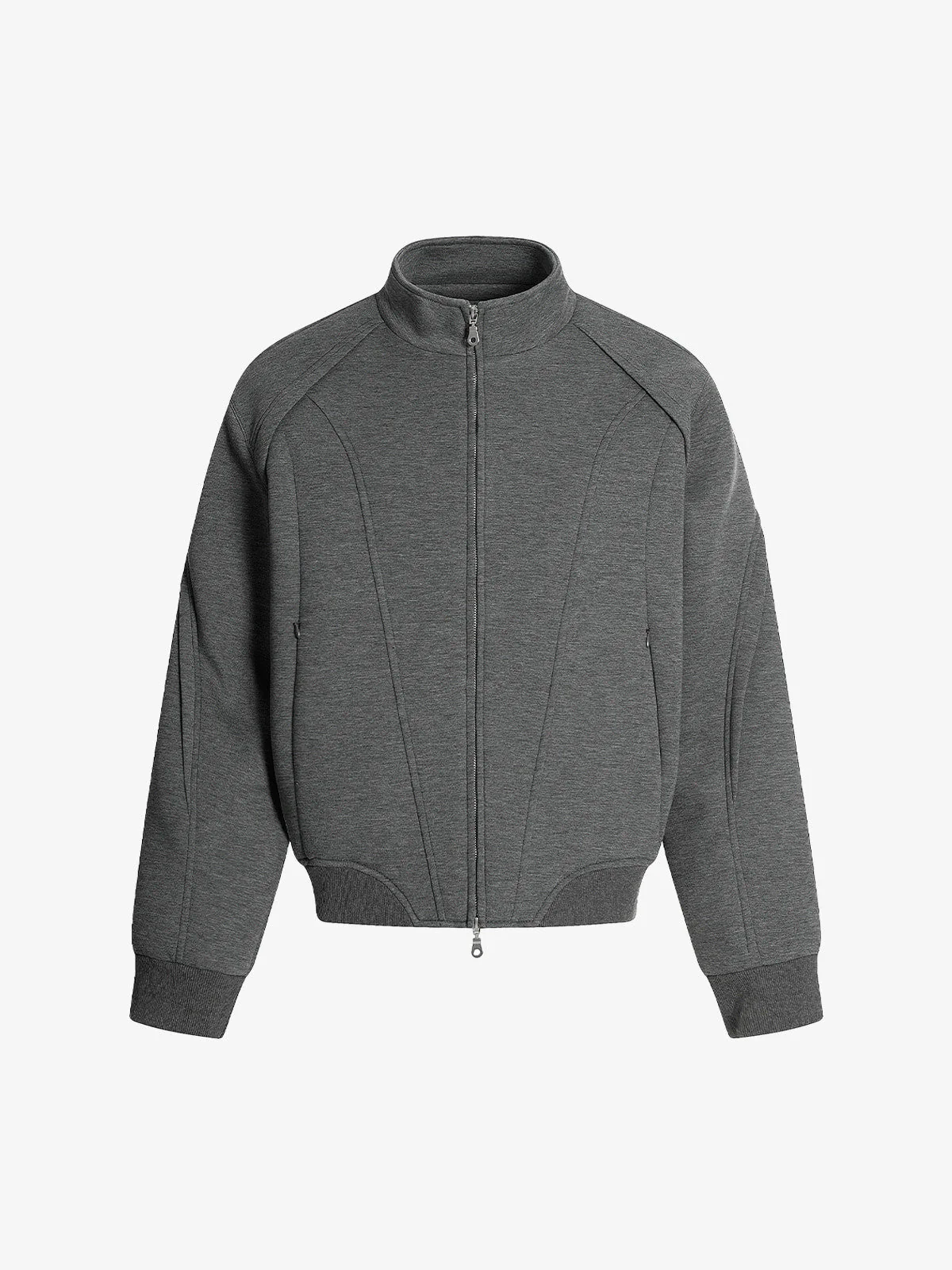 Panel Cut Stand Collar Zip Up Jacket