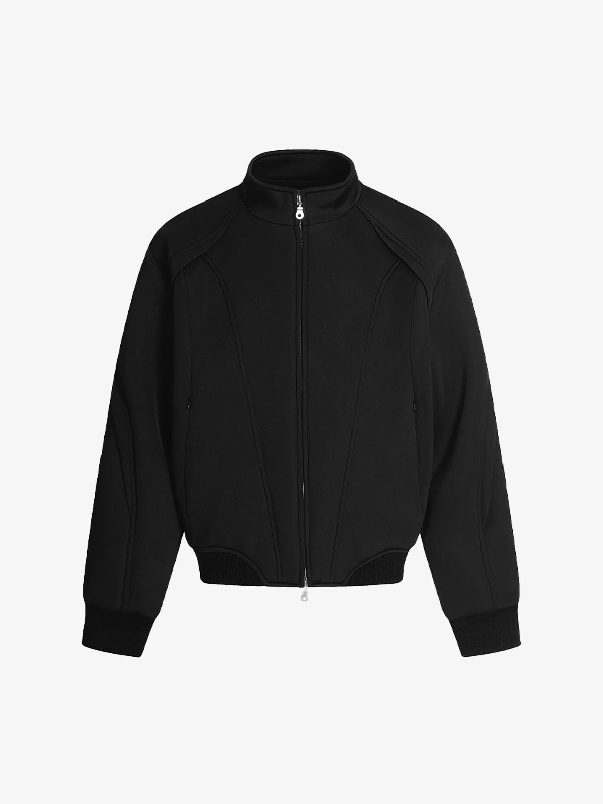 Panel Cut Stand Collar Zip Up Jacket - Image 2