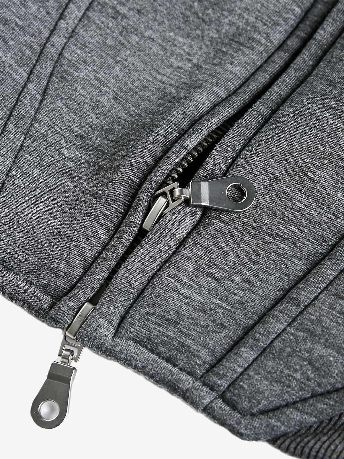 Panel Cut Stand Collar Zip Up Jacket - Image 5
