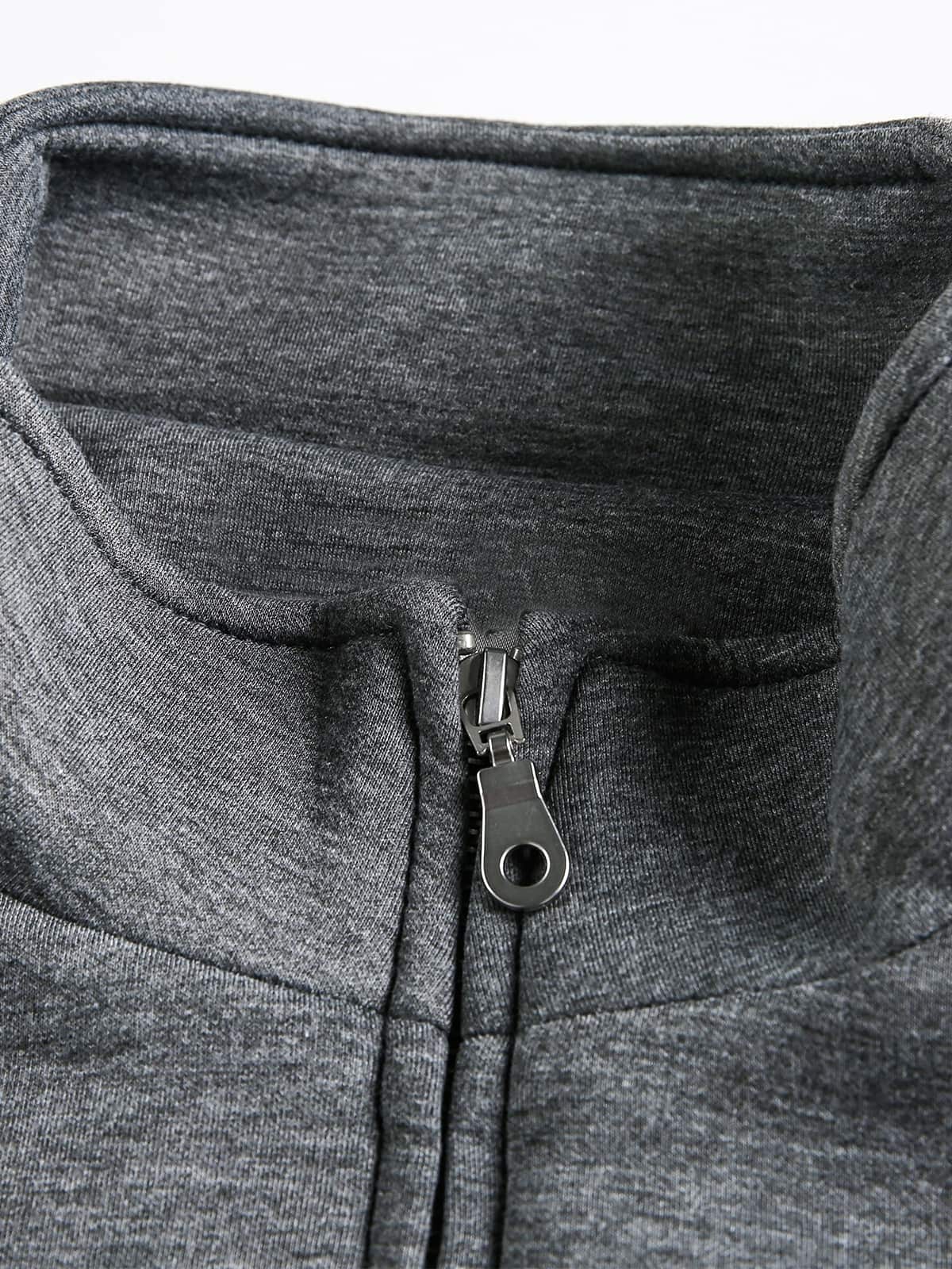 Panel Cut Stand Collar Zip Up Jacket - Image 7