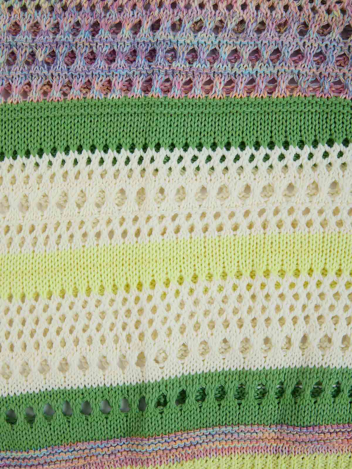 Pastel Striped Crochet Knit Short Sleeve Polo Shirt - Image 16