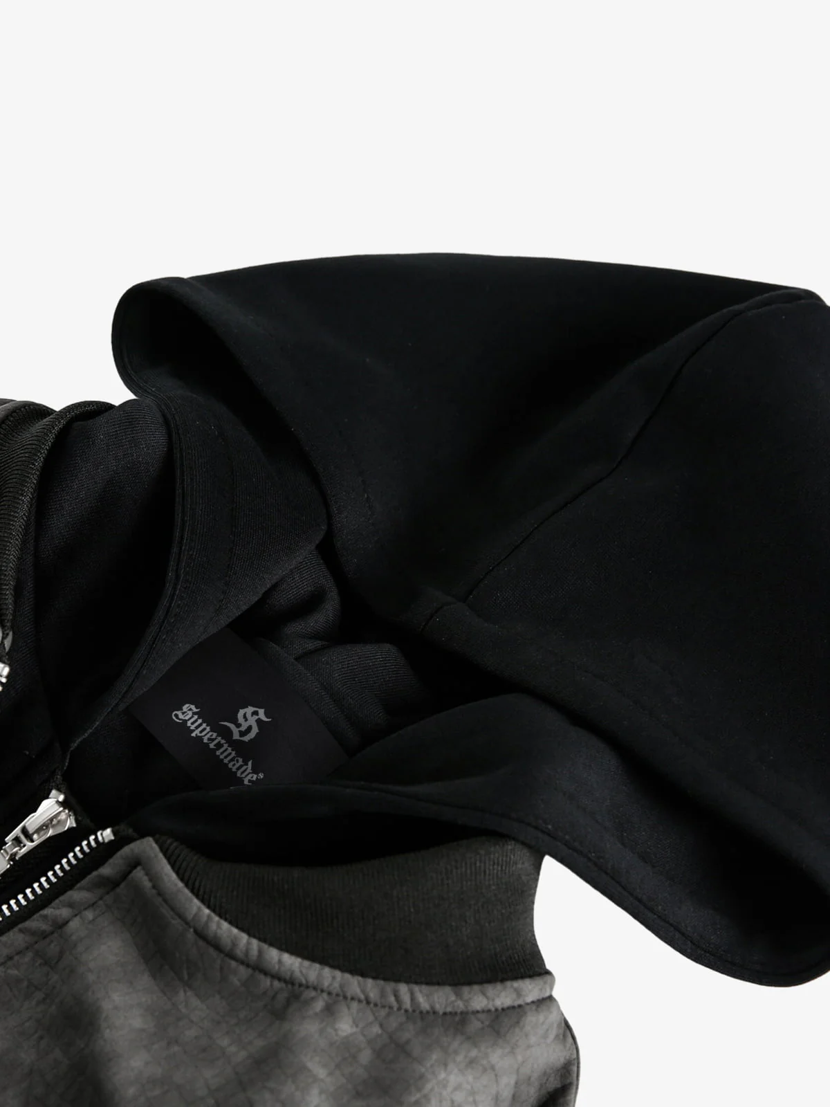 Patchwork Faux Leather Hooded Two-Piece Jacket - Image 16