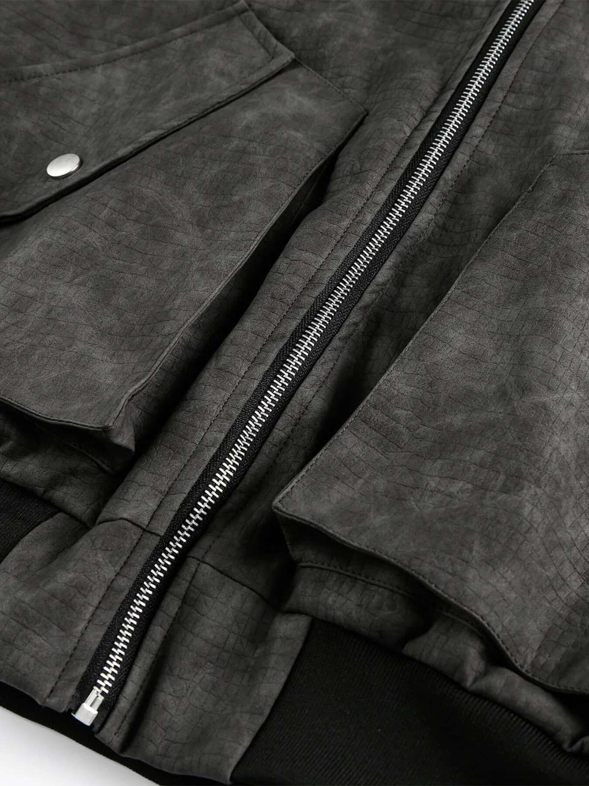 Patchwork Faux Leather Hooded Two-Piece Jacket - Image 21