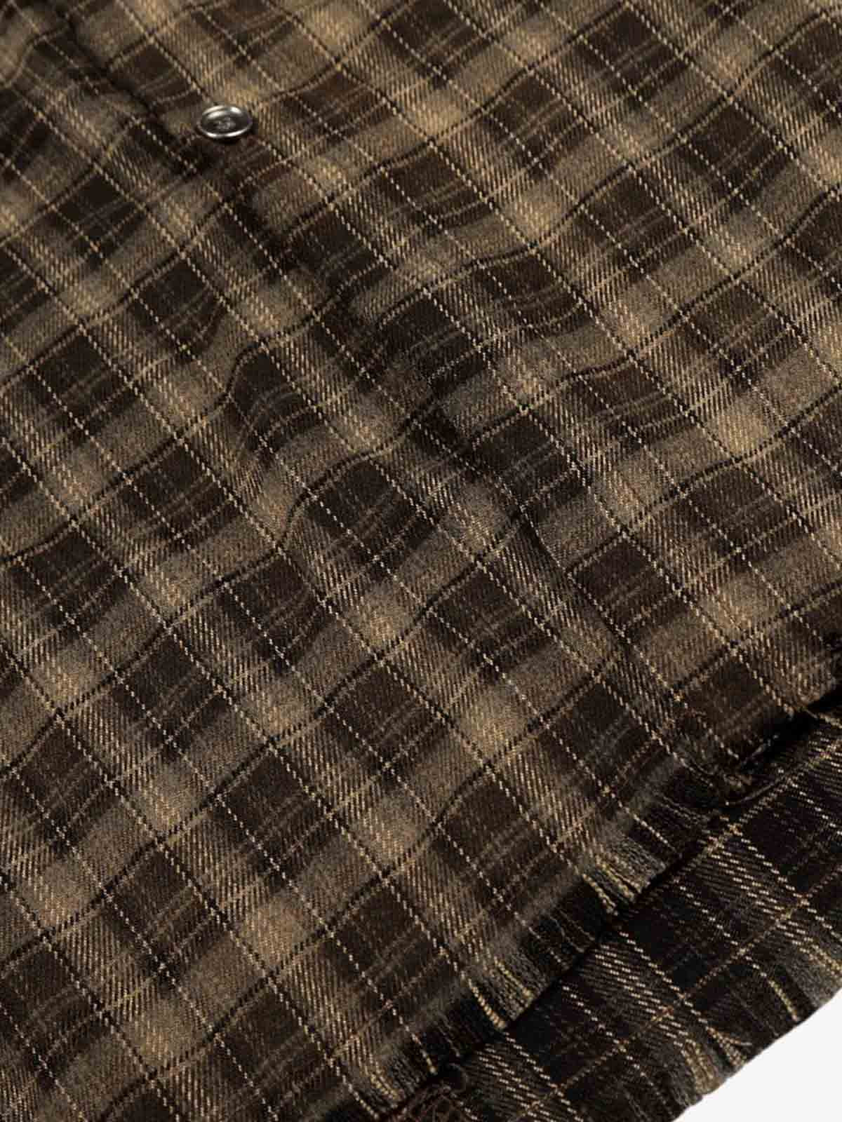 Patchwork Plaid Distressed Hem Shirt - Image 7
