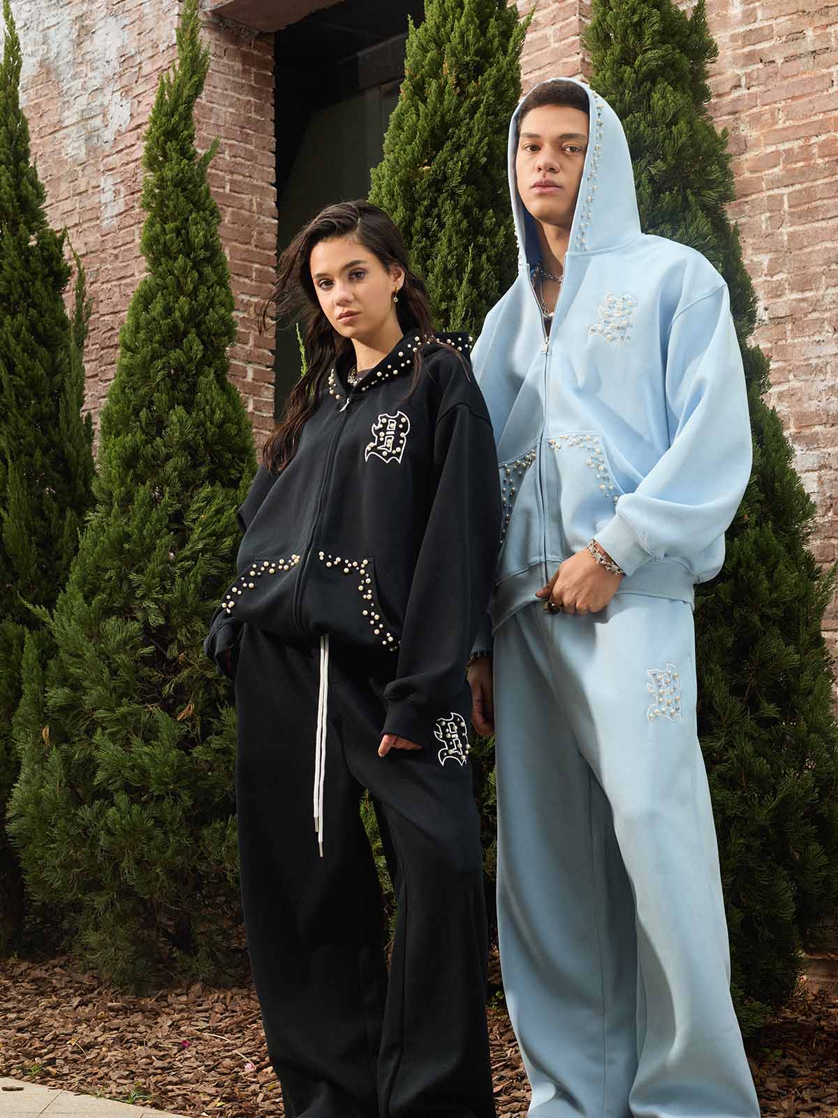 Supermade Pearl Embellished Zip Up Set - Image 10