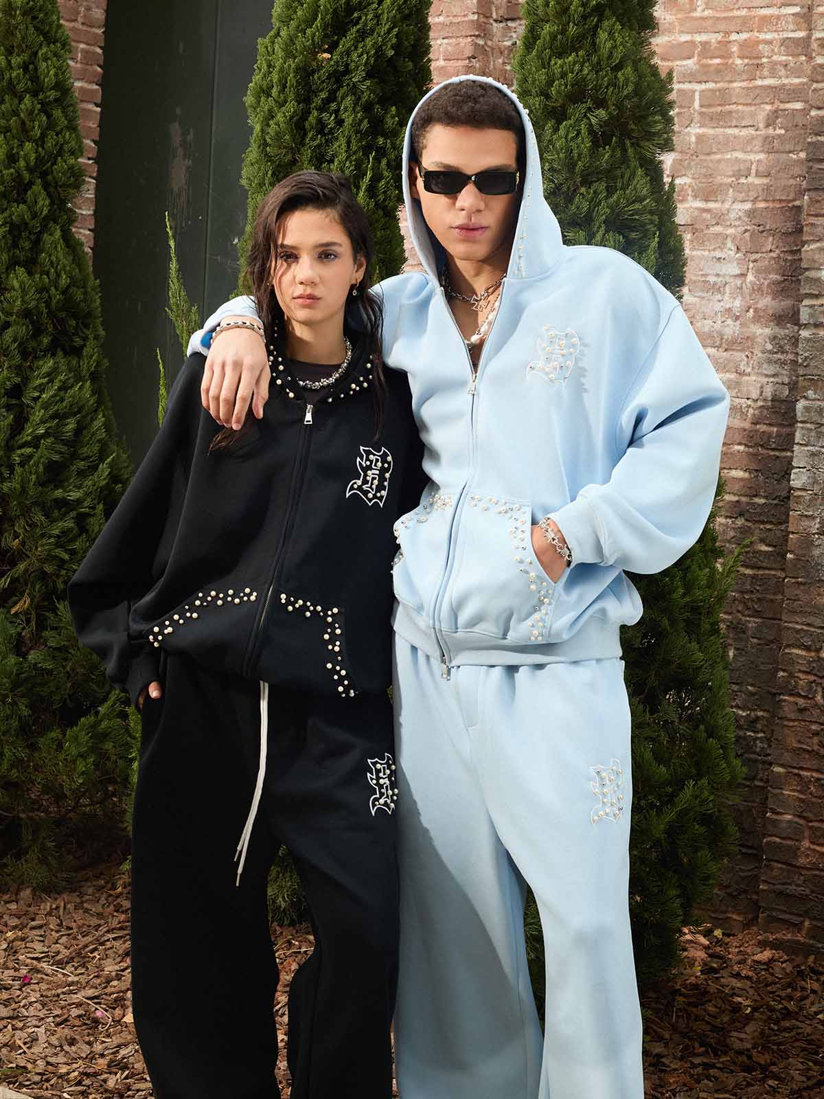 Supermade Pearl Embellished Zip Up Set - Image 12