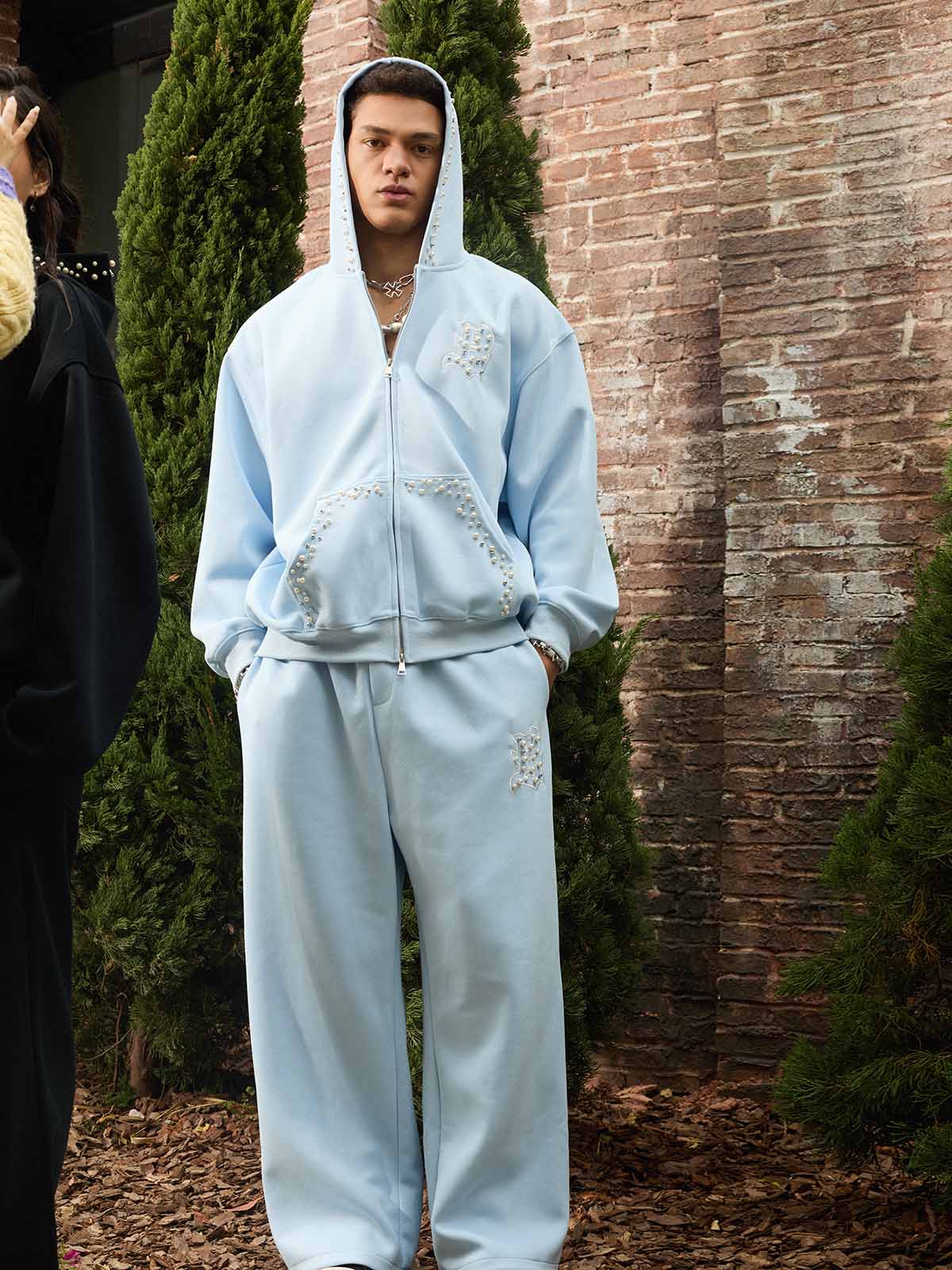 Supermade Pearl Embellished Zip Up Set - Image 4