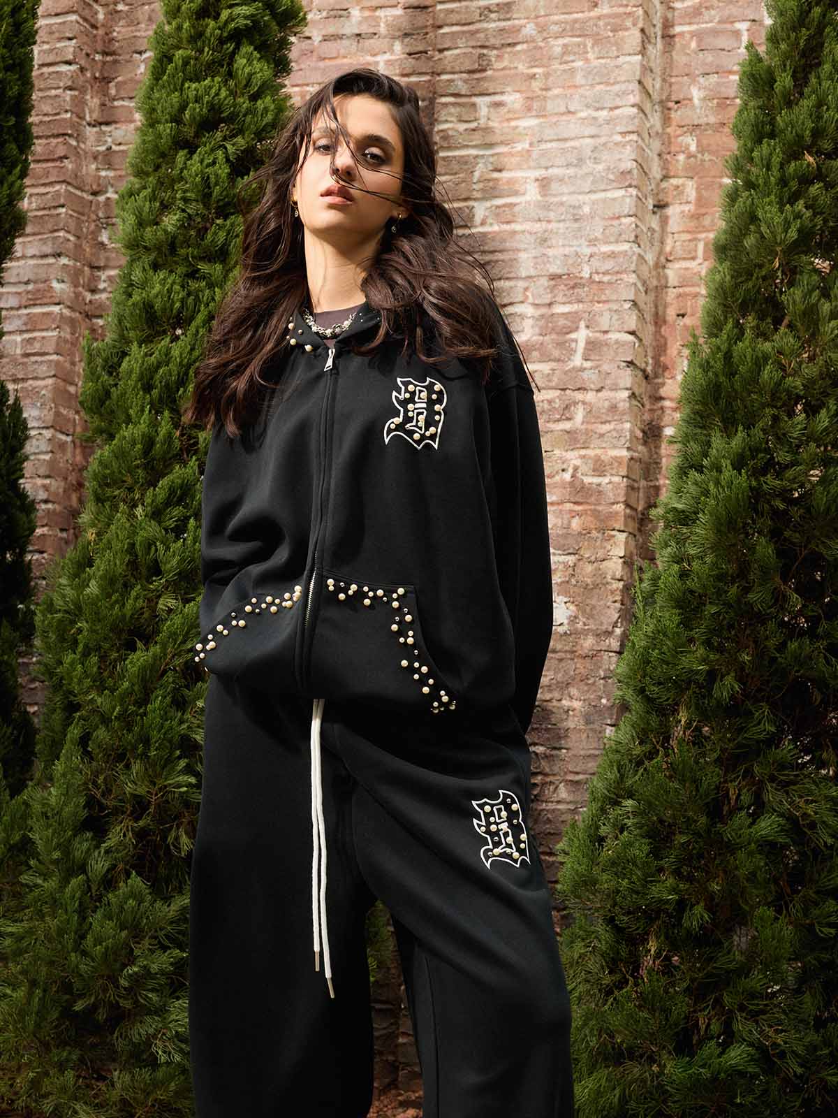 Supermade Pearl Embellished Zip Up Set - Image 5