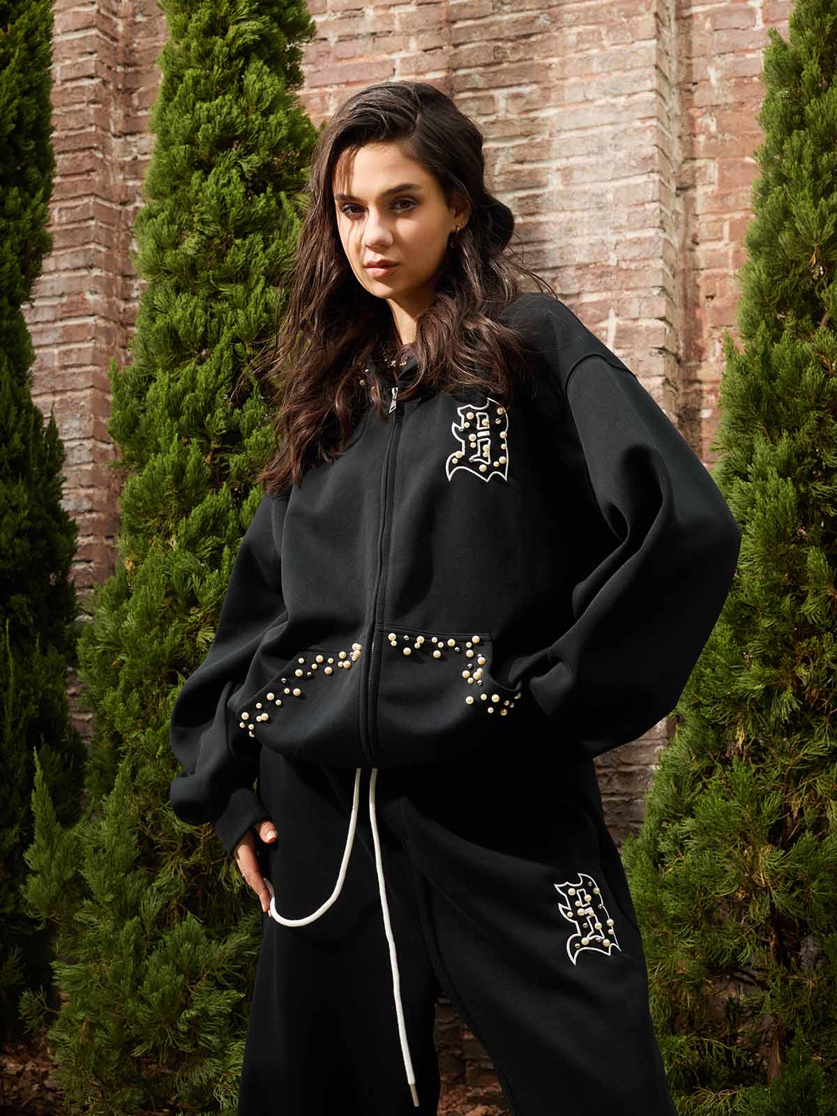 Supermade Pearl Embellished Zip Up Set - Image 9