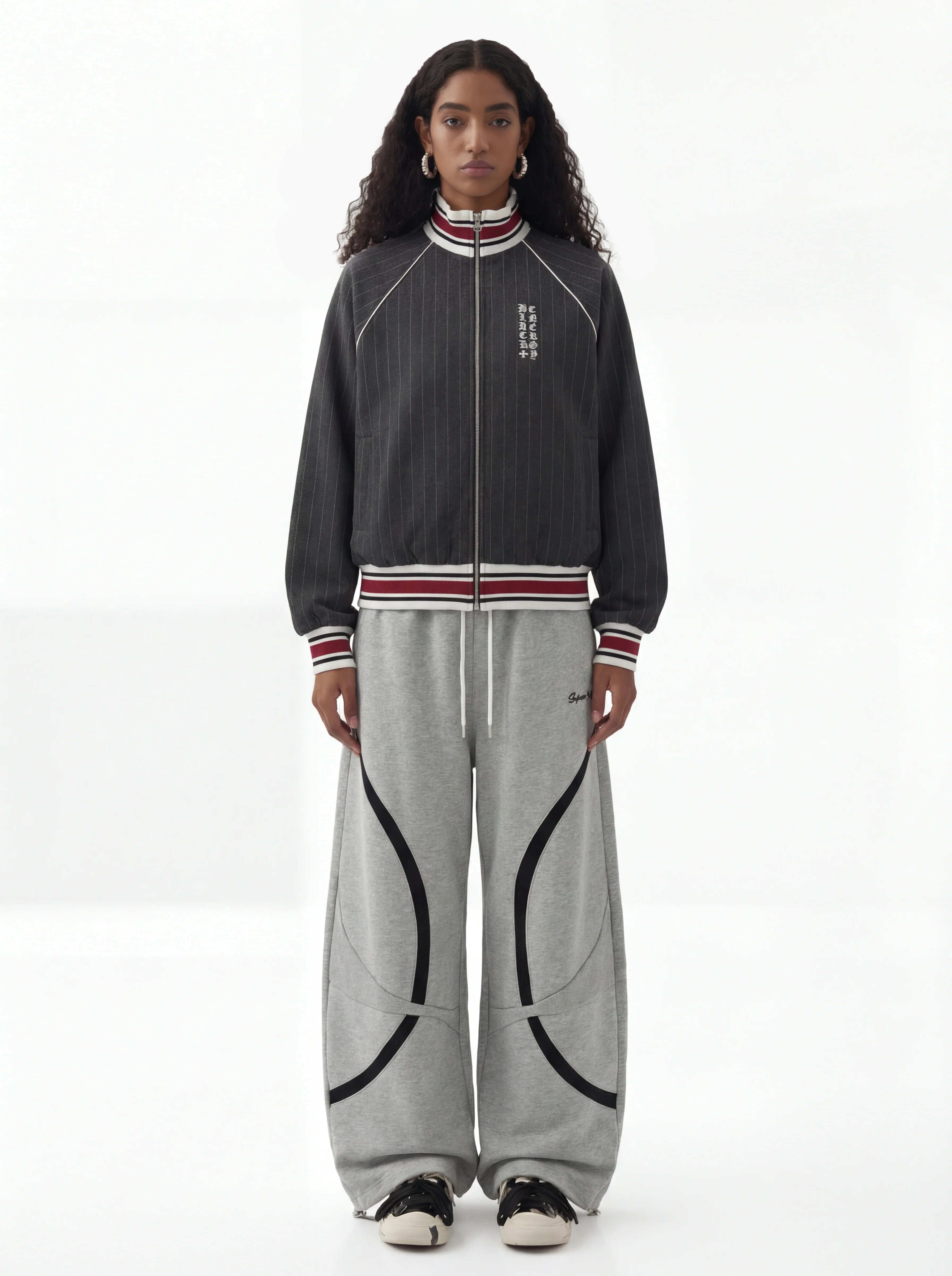 Pinstripe Vertical Embroidery Track Jacket - Image 4