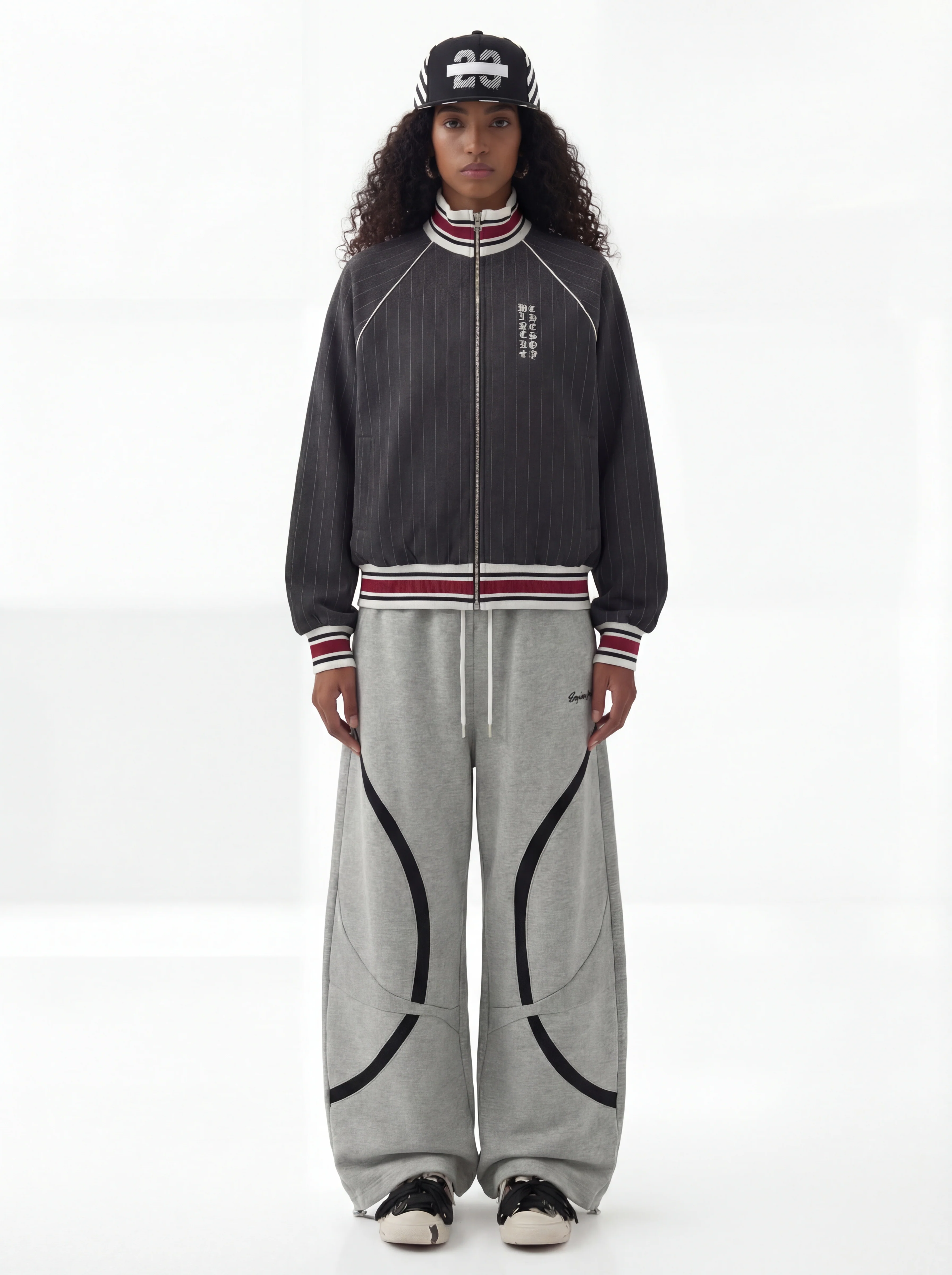 Pinstripe Vertical Embroidery Track Jacket - Image 5