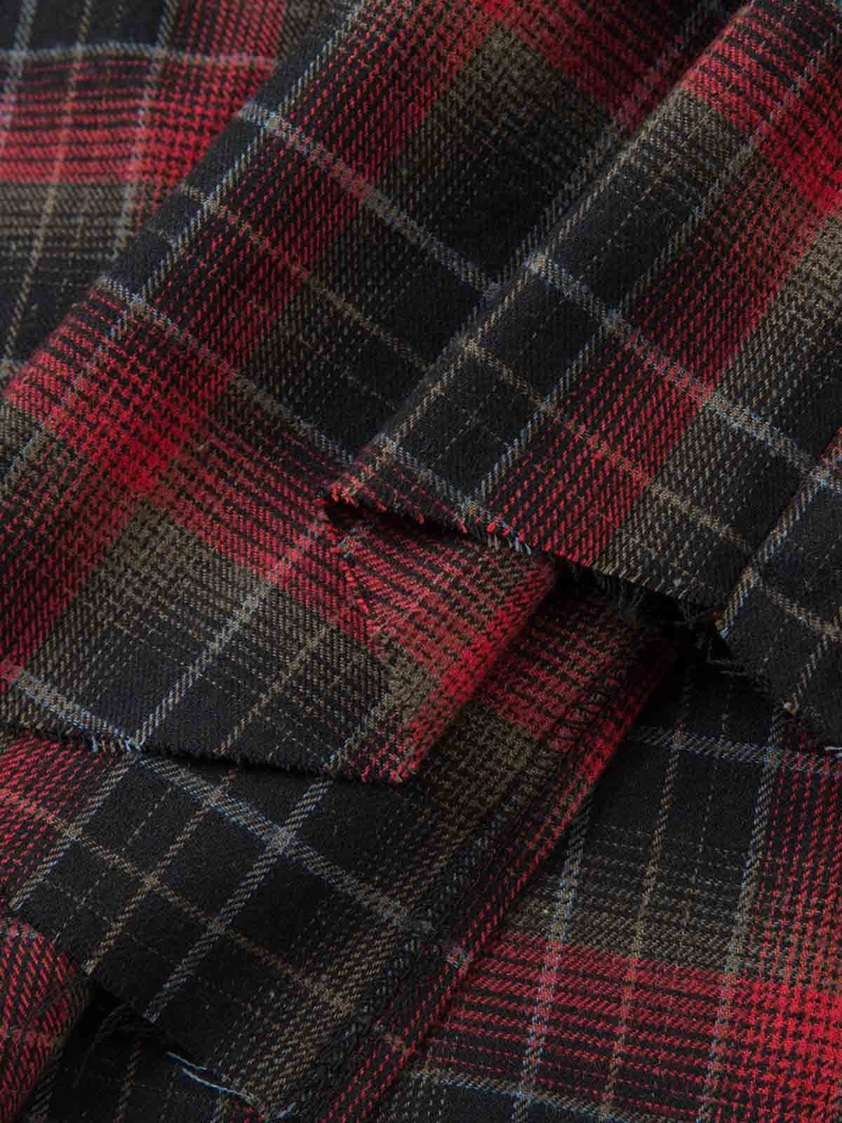 Retro Crocodile-Embossed Leather Patchwork Plaid Shirt - Image 11
