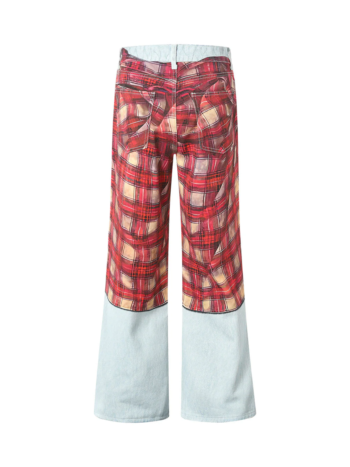 Plaid Print Baggy Jeans - Image 2