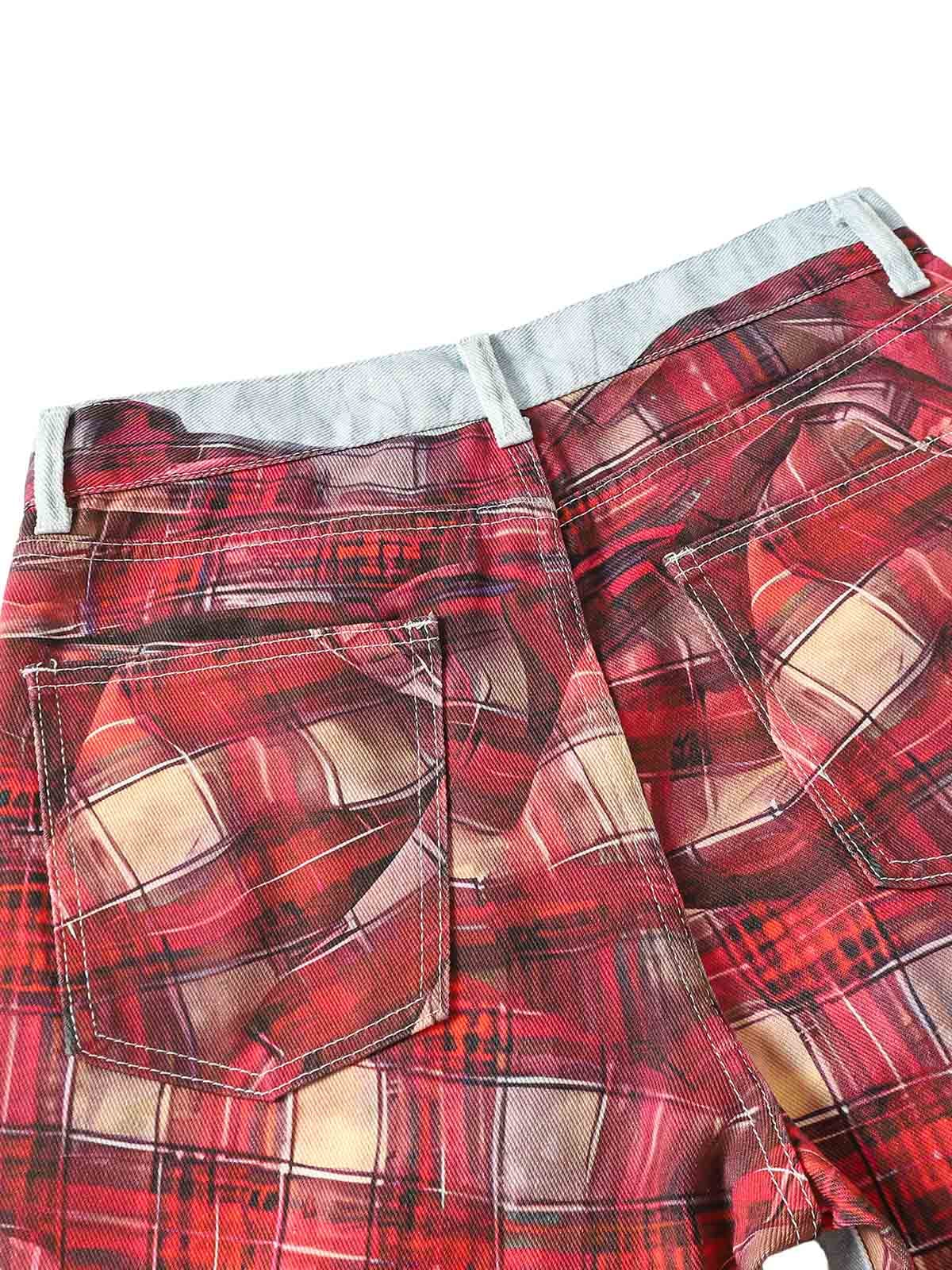 Plaid Print Baggy Jeans - Image 4