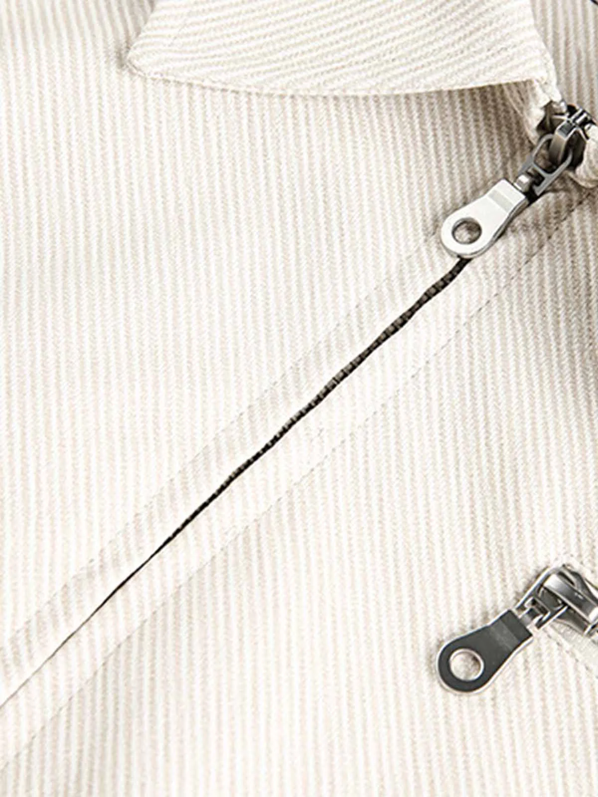 Pleated Back Sleeve Zip Up Jacket - Image 4