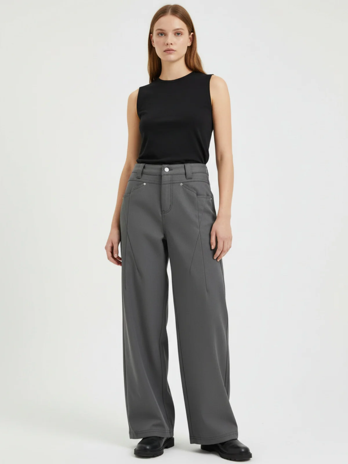 Pleated Deconstructed Tailored Pocket Casual Pants - Image 3