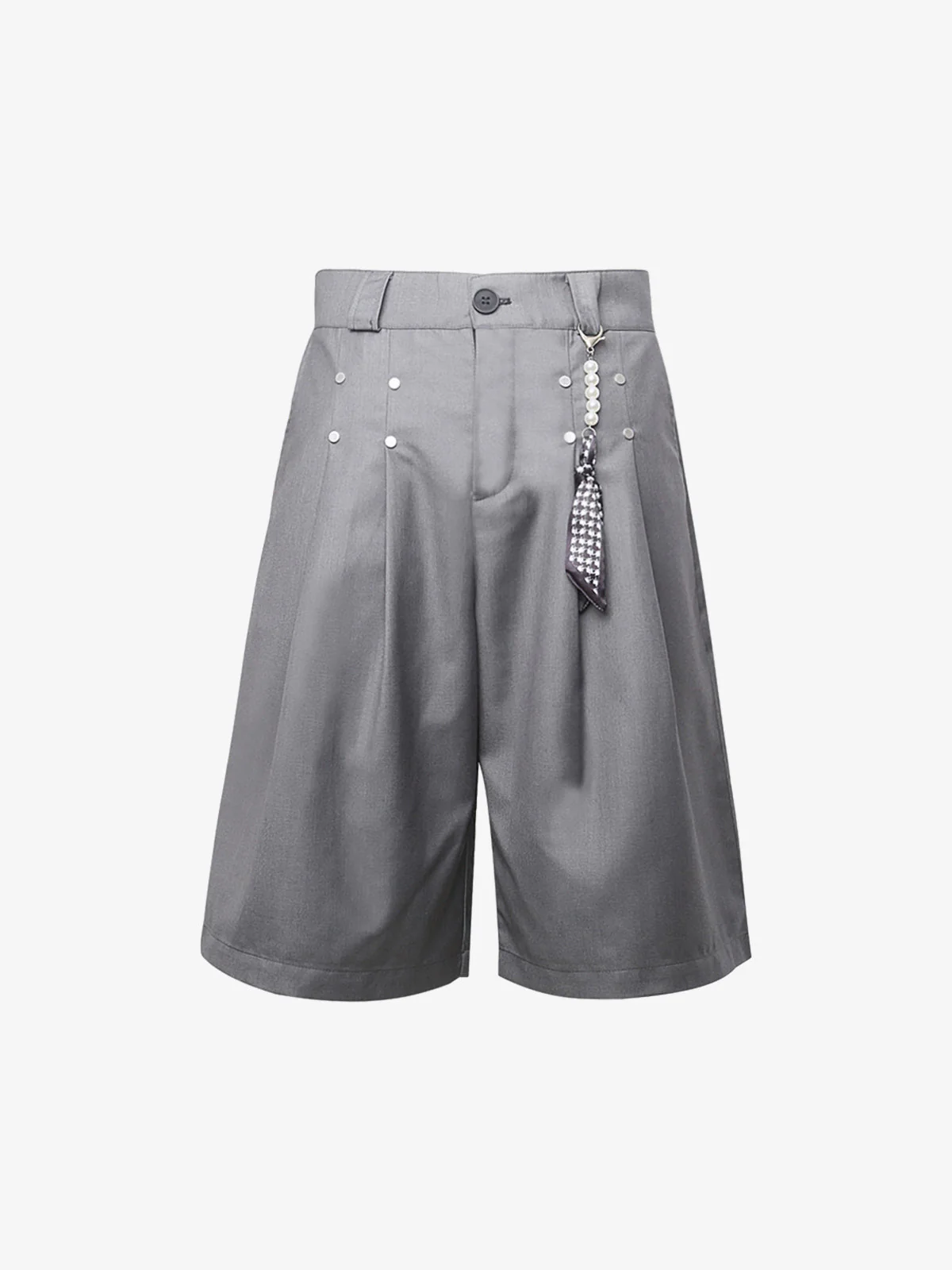 Pleated Design Pendant Decoration Baggy Shorts - 2482 - Image 3