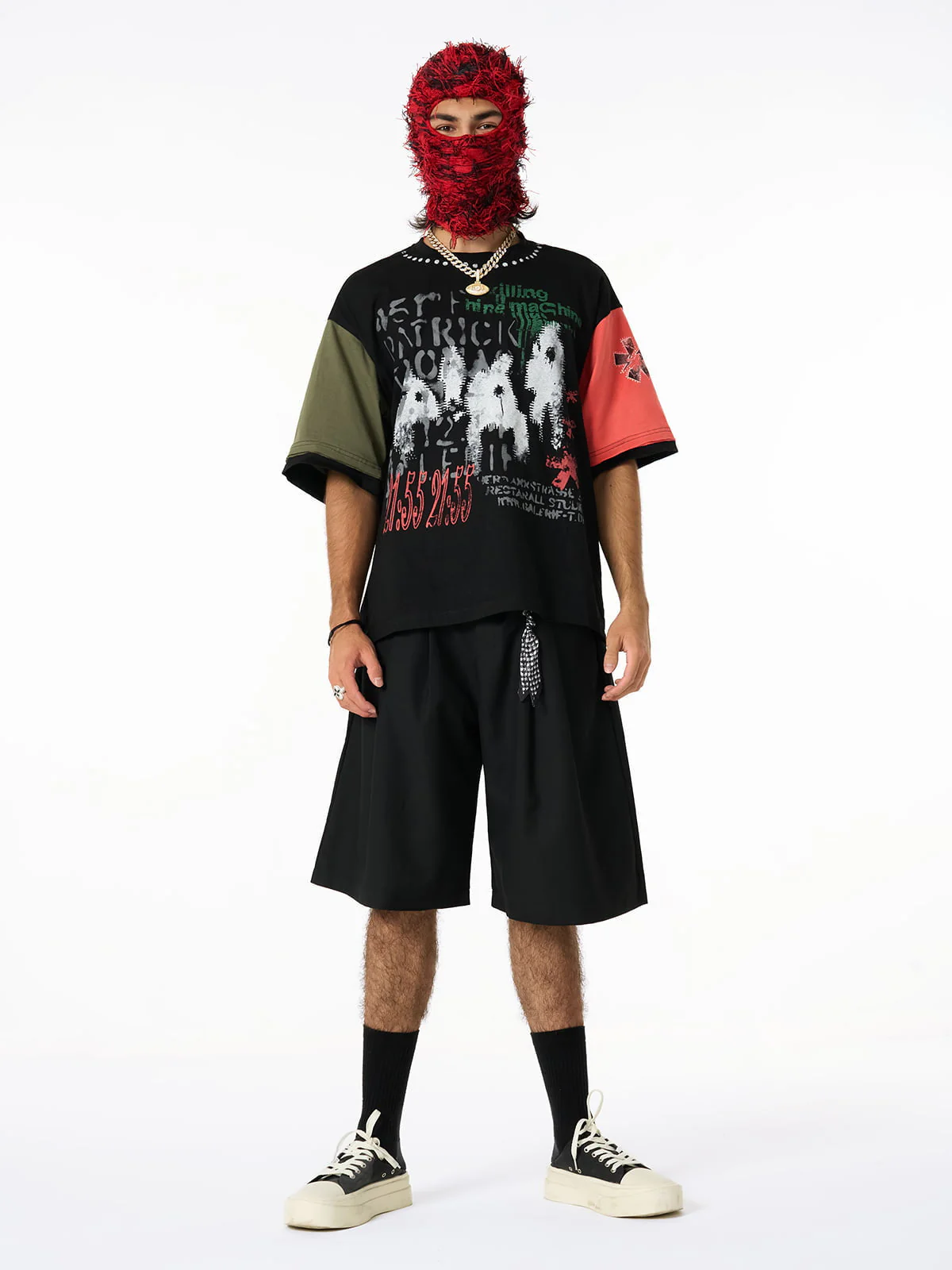 Pleated Design Pendant Decoration Baggy Shorts - 2482 - Image 8