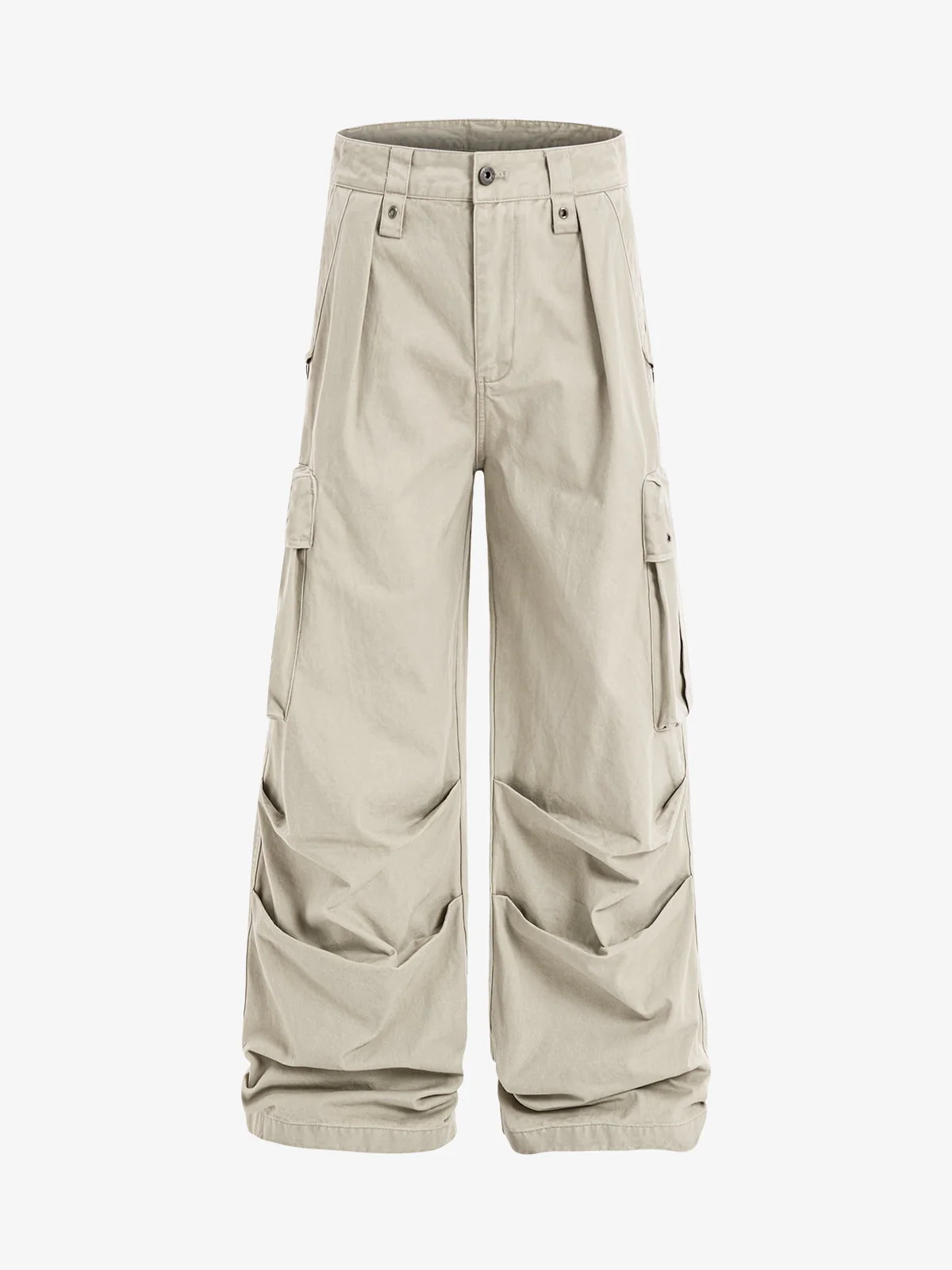 Pleated Multi Pocket Cargo Wide Leg Pants