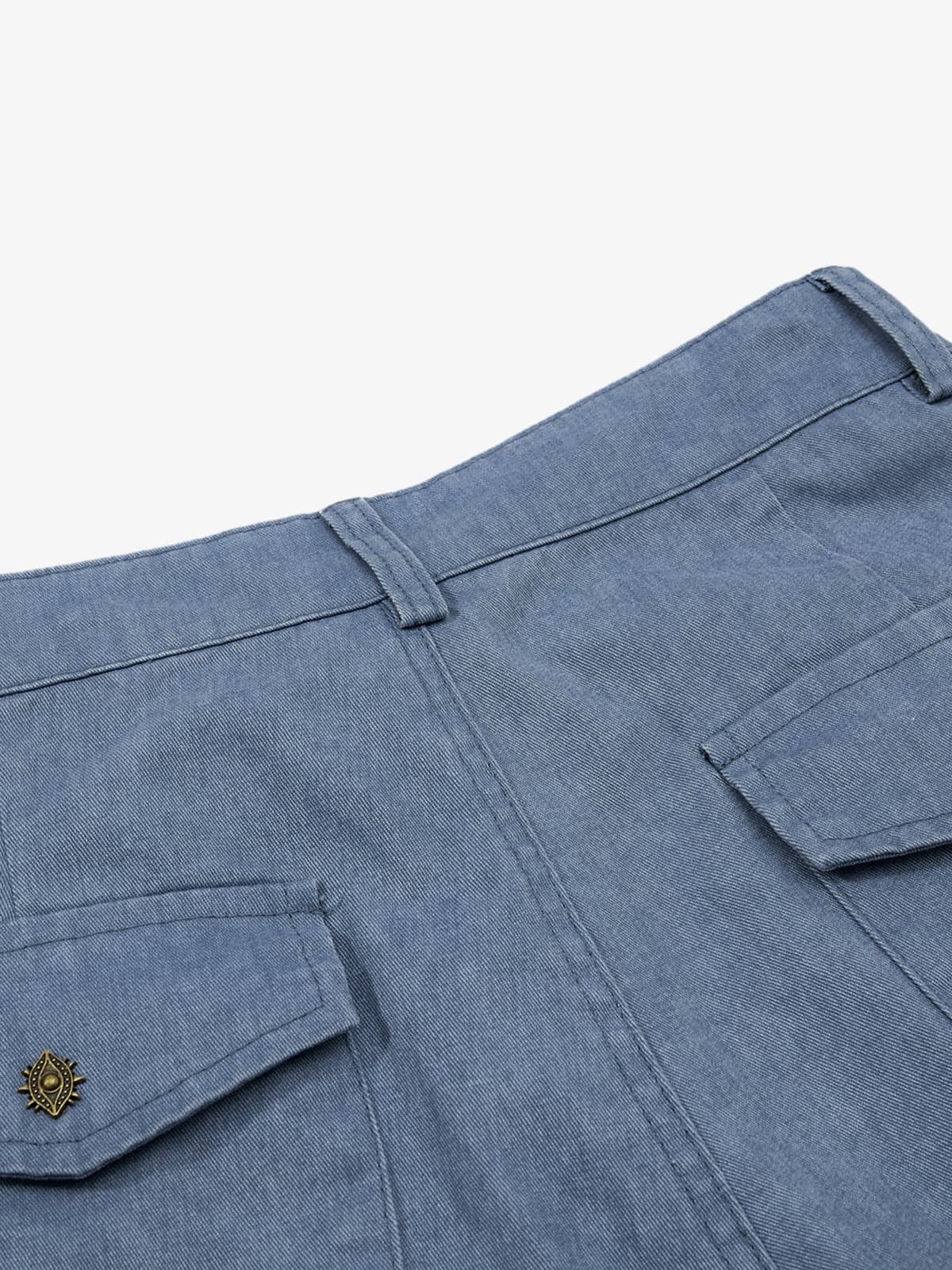 Pleated Panel Curved Leg Cargo Cotton Pants - Image 6