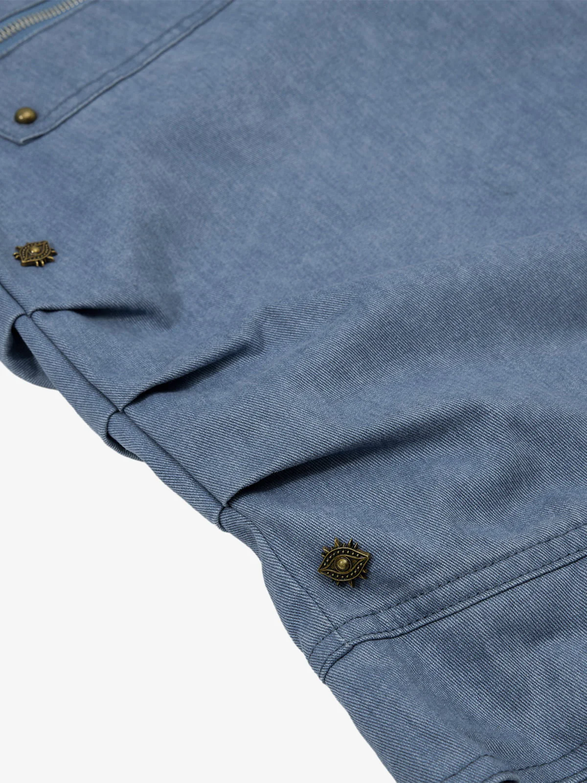 Pleated Panel Curved Leg Cargo Cotton Pants - Image 7