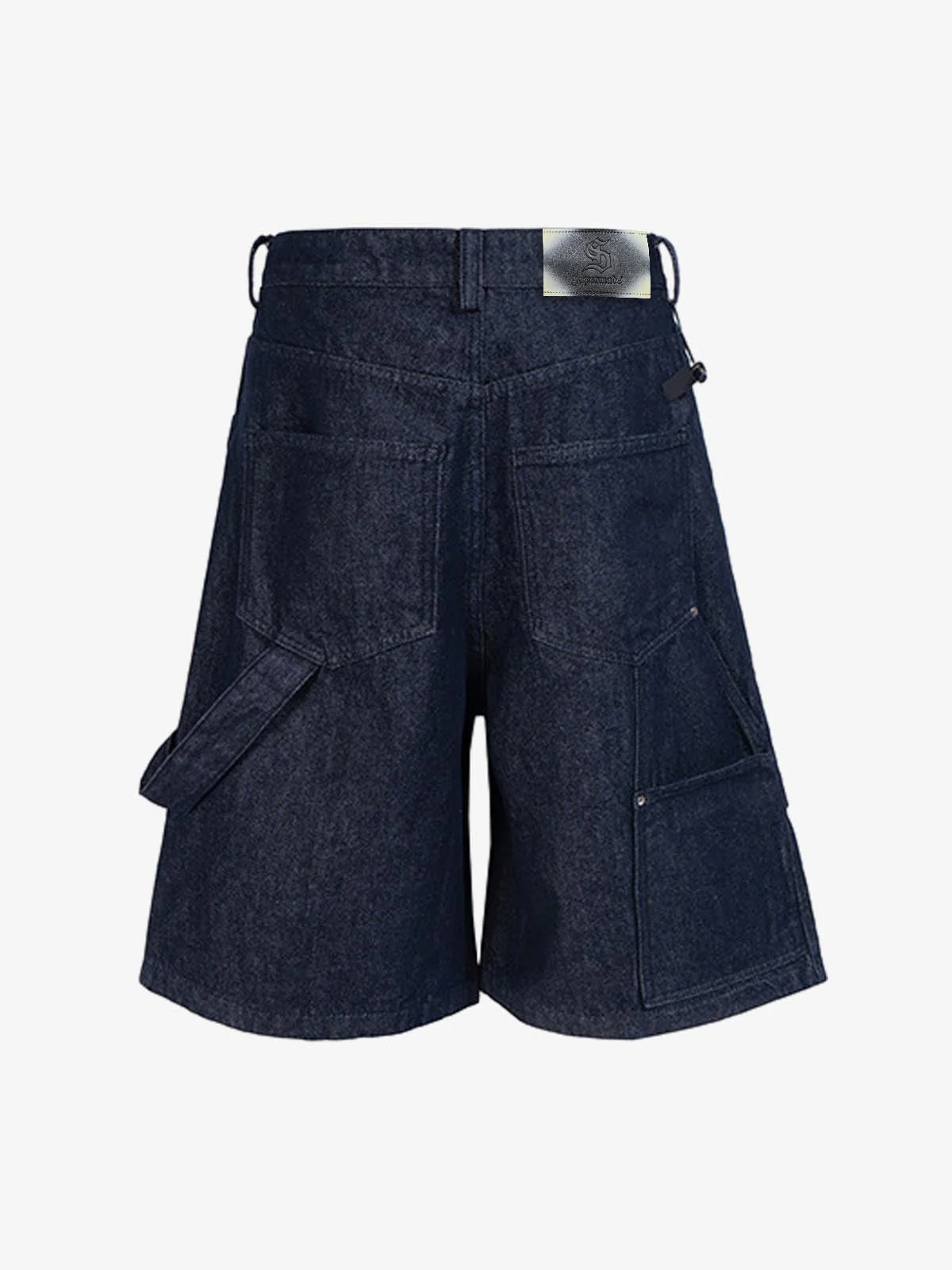 Pleated Panel Patchwork Denim Shorts - Image 2