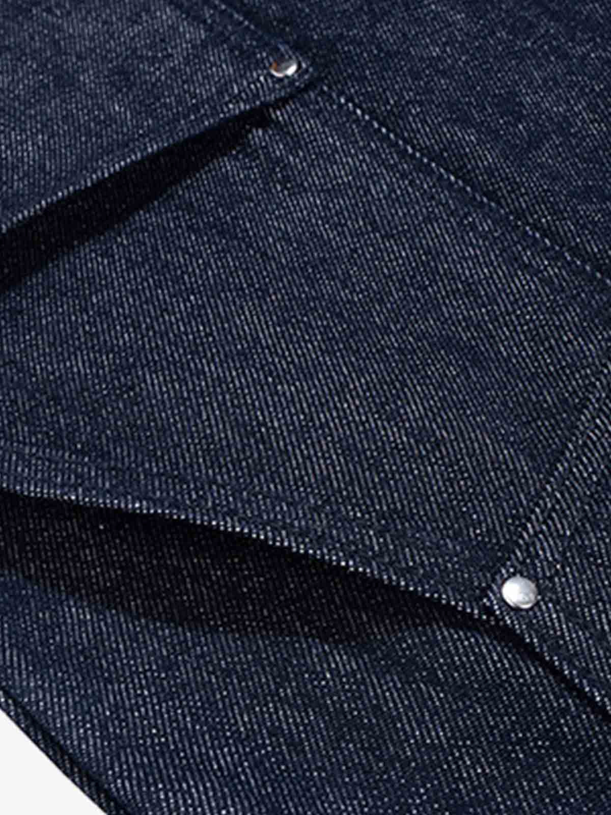 Pleated Panel Patchwork Denim Shorts - Image 3