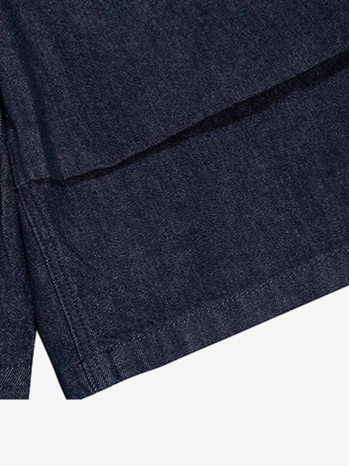 Pleated Panel Patchwork Denim Shorts - Image 4