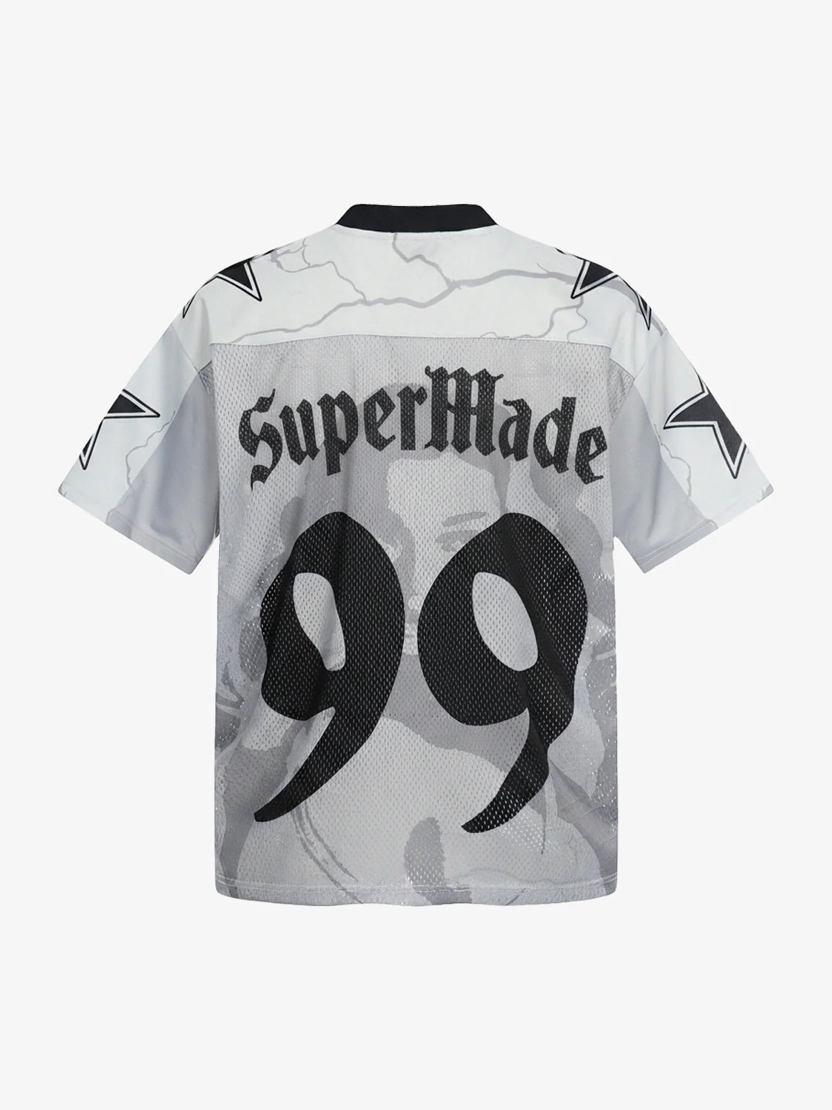 Portrait Graphic Star Print 99 Gothic Font Mesh Jersey T-Shirt - Image 6