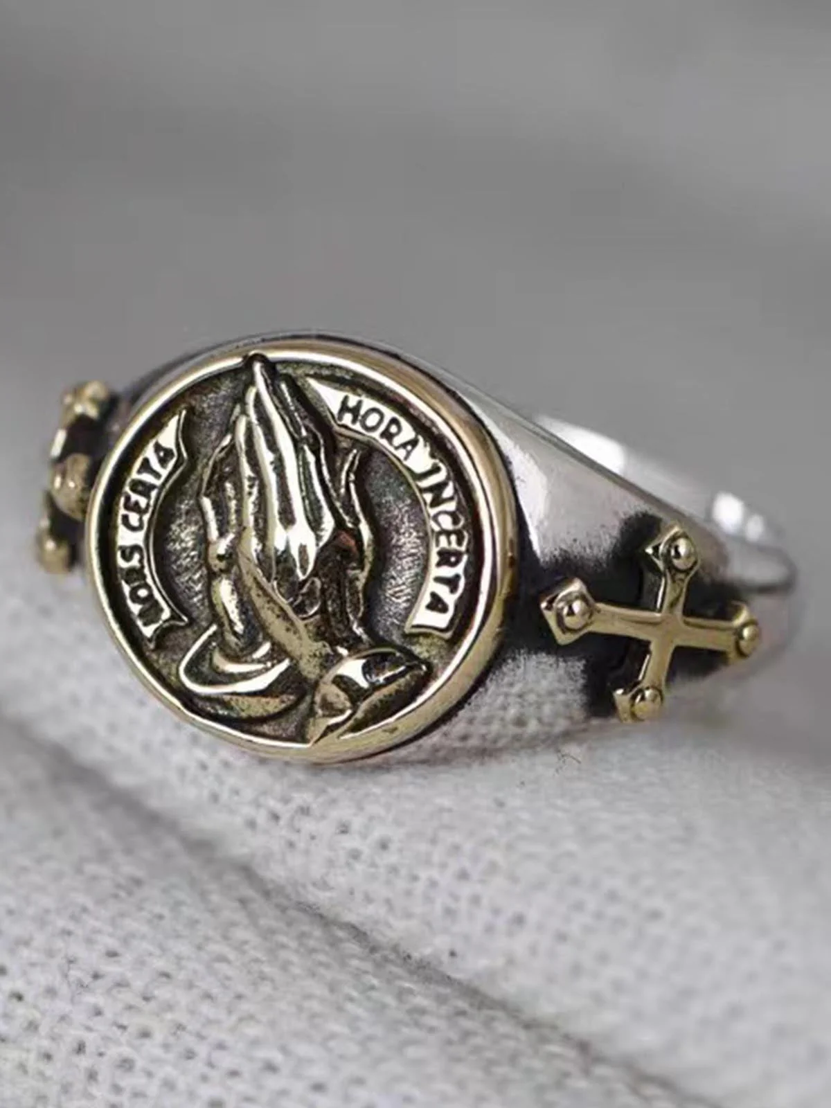 Praying Hands Signet Ring - Image 2