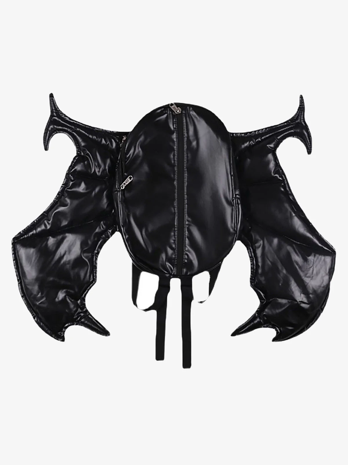 PU Leather Bat Wing Double Zipper Backpack - Image 2