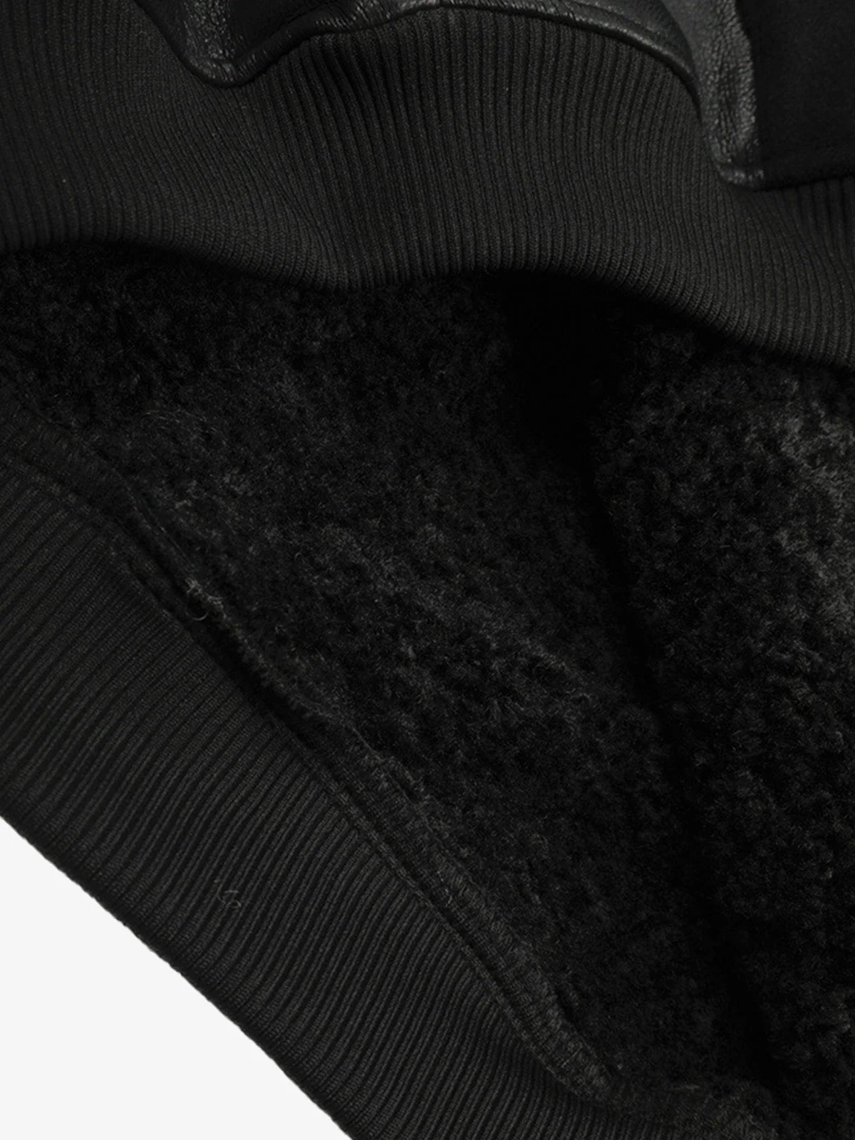 PU Leather Faux Fur Hooded Trim Fleece Spliced Zip Up Jacket - Image 12