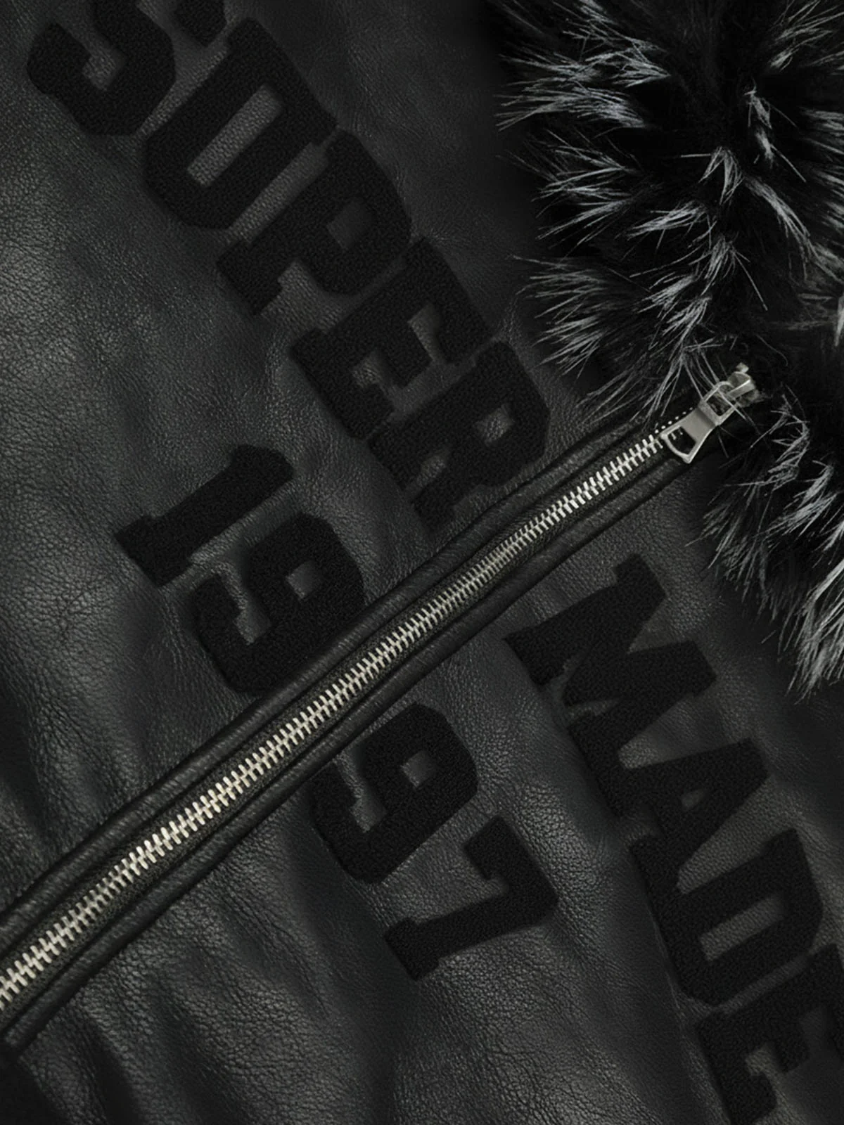 PU Leather Faux Fur Hooded Trim Fleece Spliced Zip Up Jacket - Image 9