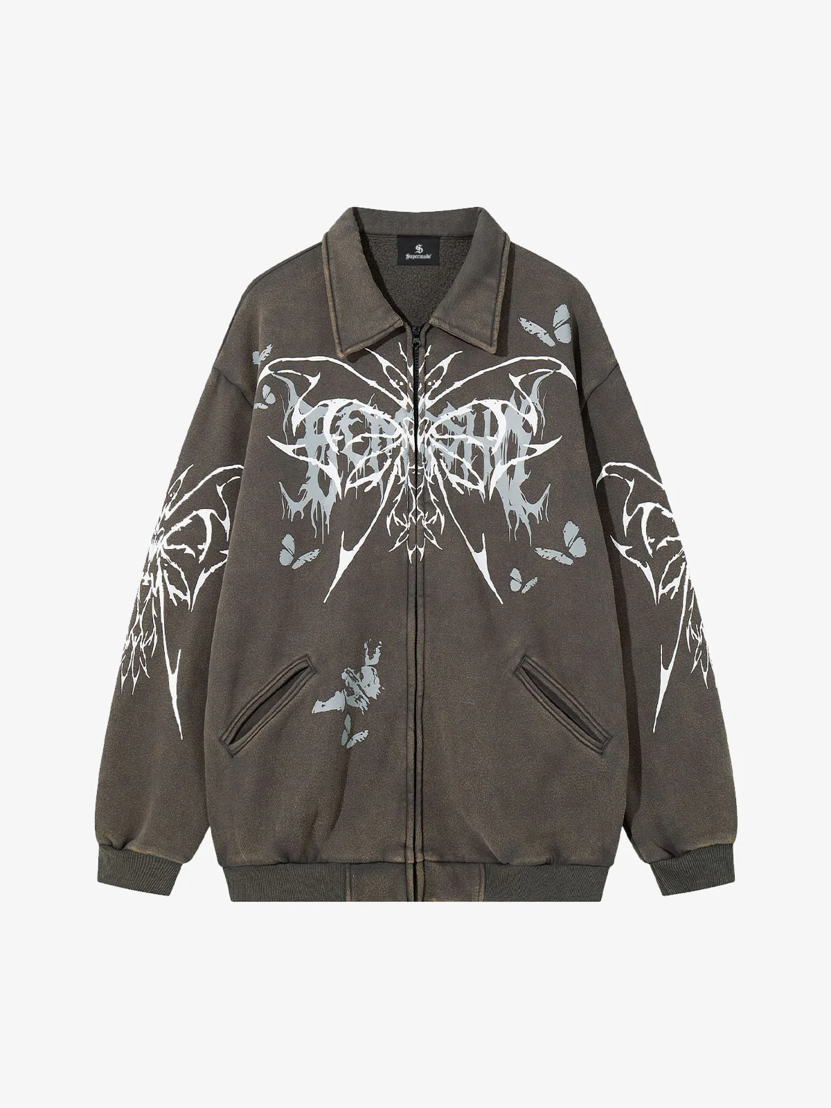 Punk Gothic Butterfly Graphic Streetwear Jacket - Image 2