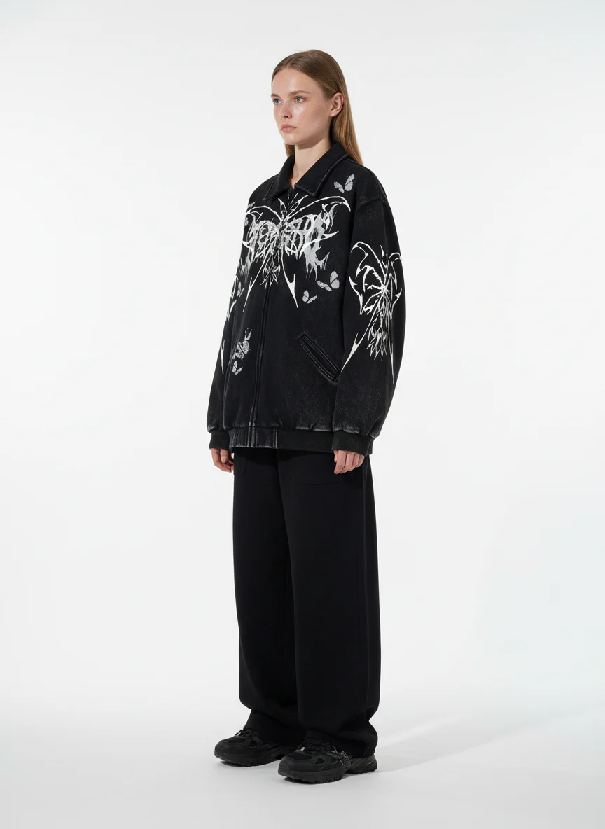 Punk Gothic Butterfly Graphic Streetwear Jacket - Image 5