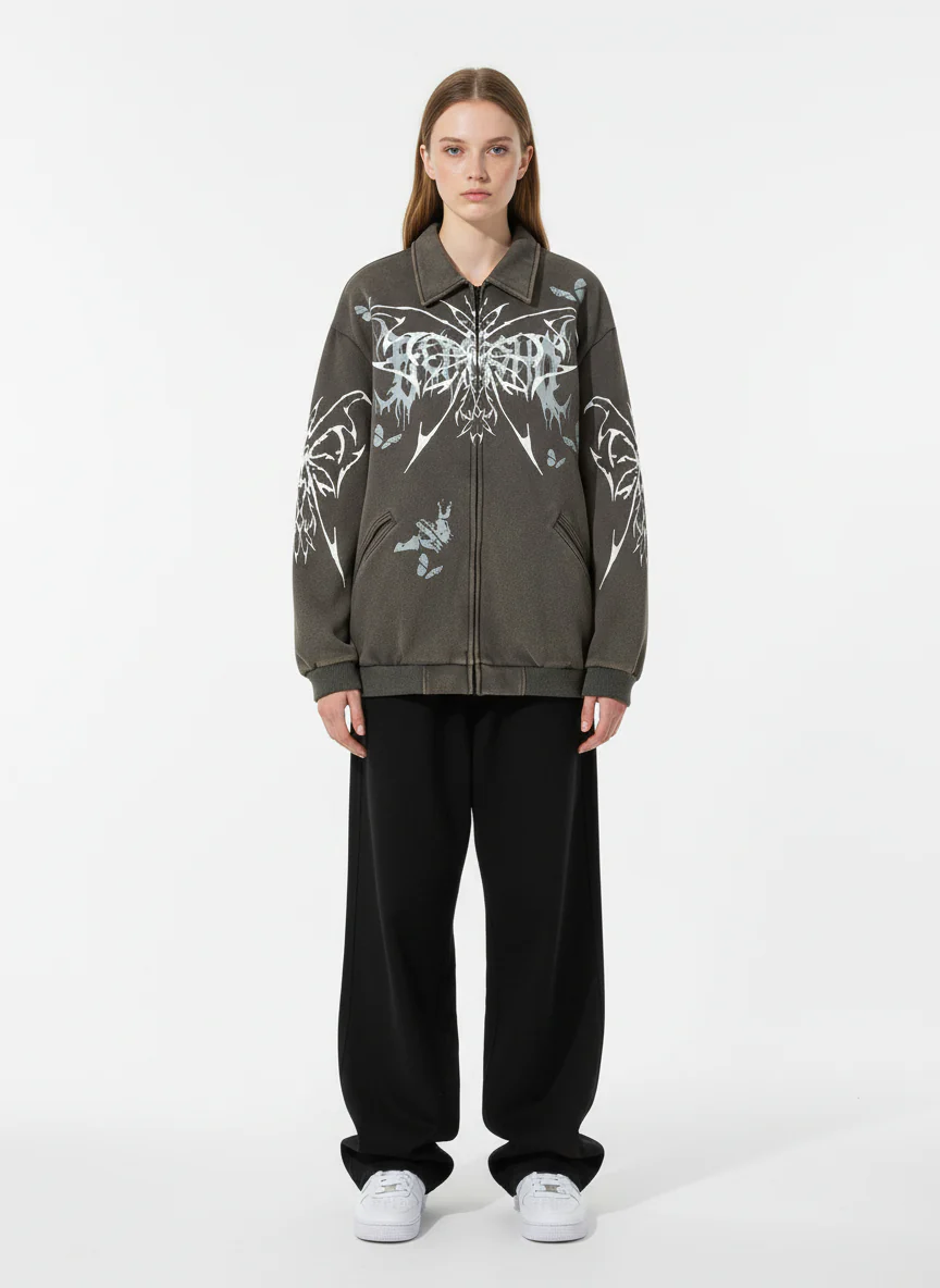 Punk Gothic Butterfly Graphic Streetwear Jacket - Image 6