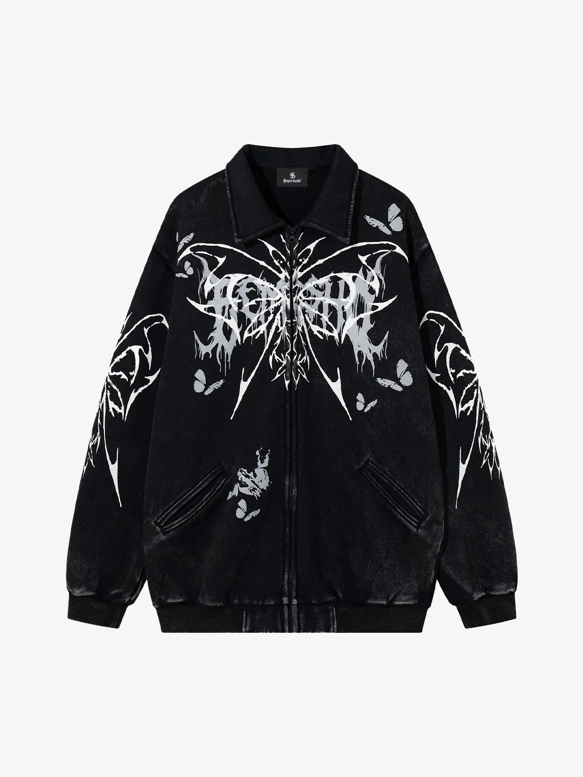 Punk Gothic Butterfly Graphic Streetwear Jacket - Image 9