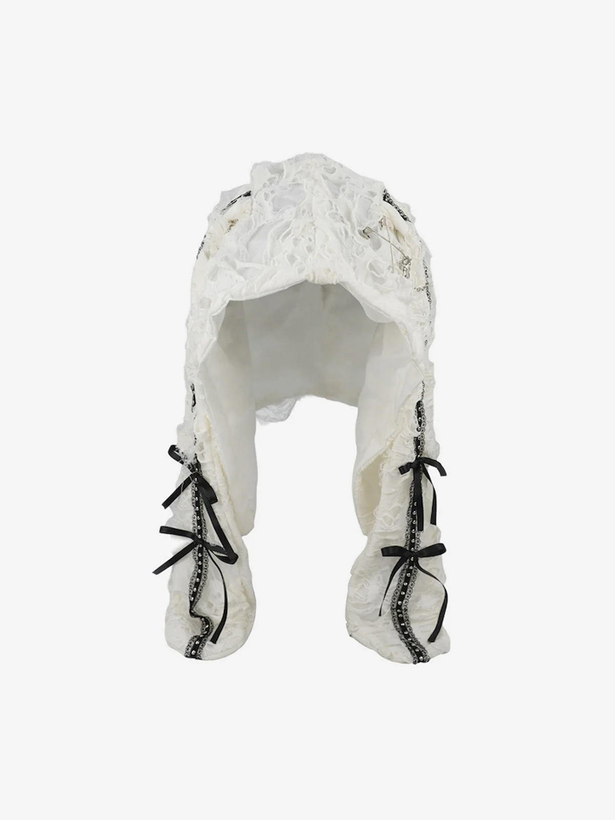 Punk Gothic Lace-Up Bow Earflap Trapper Hat - Image 3